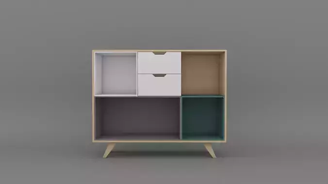 Drawer modern bookcase with drawers and shelves