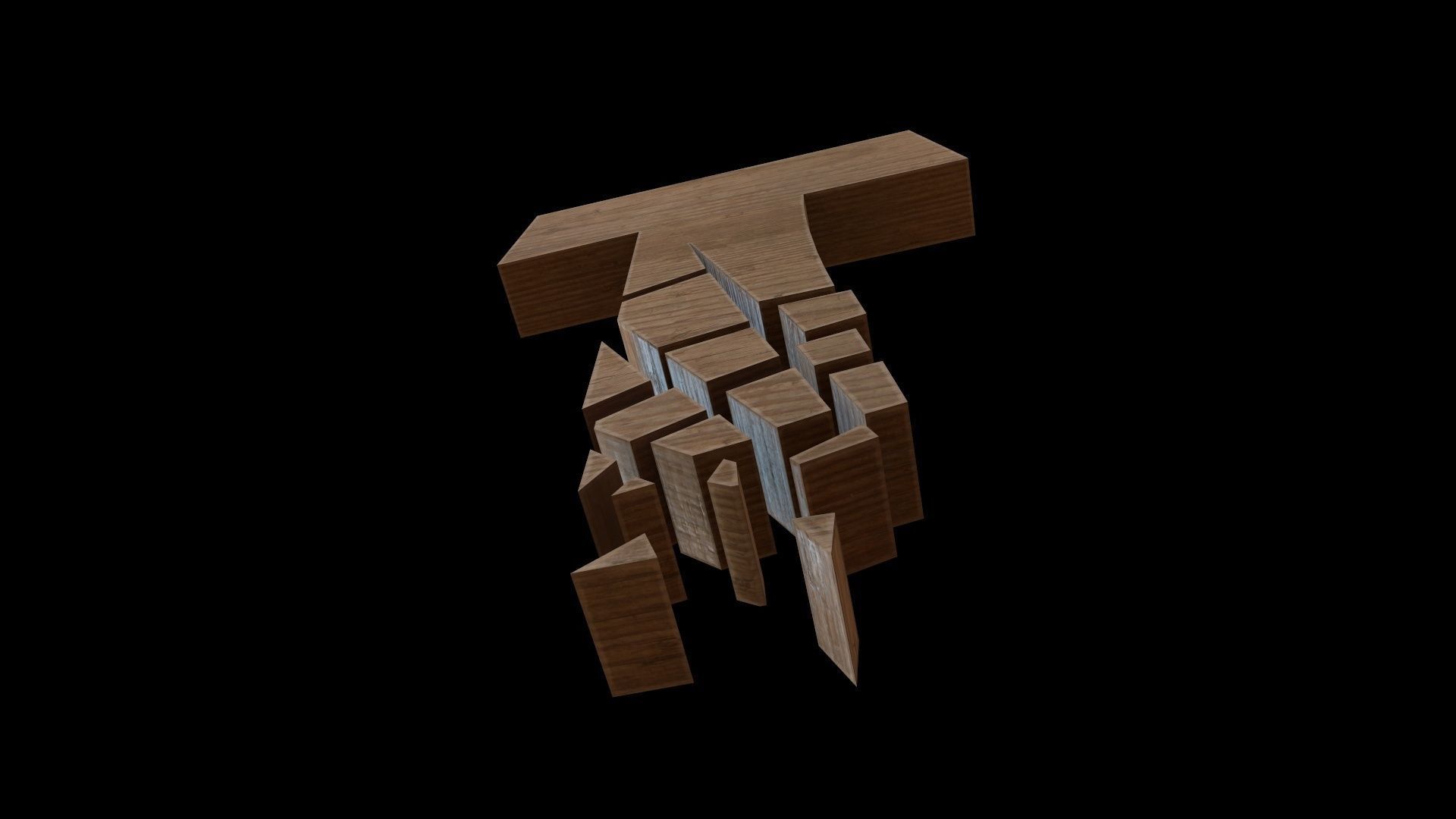 FONT-092 Letter T Low-poly 3D model_3