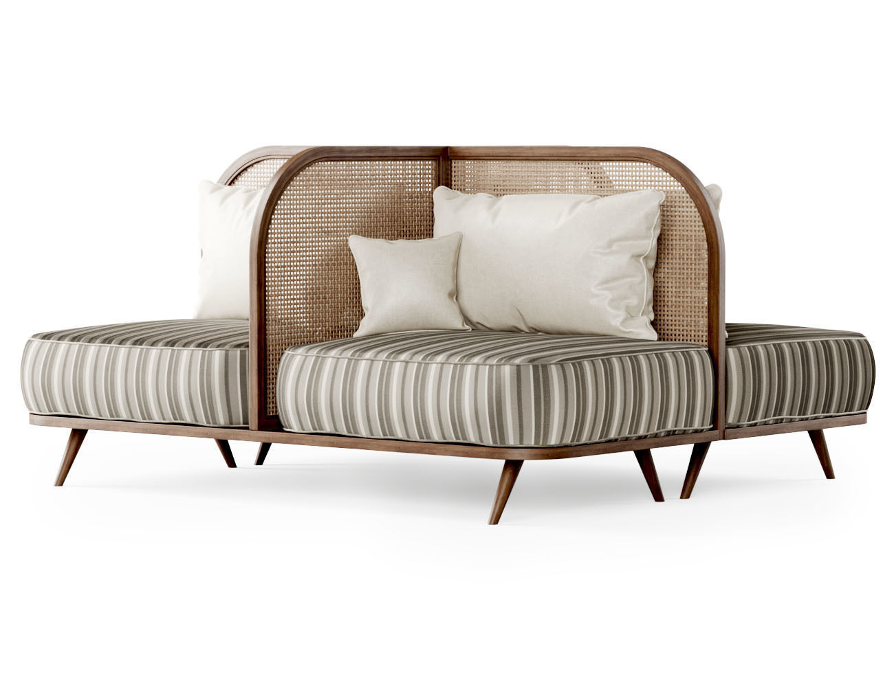 Two-seater restaurant sofa TS2 double side  3D model_2