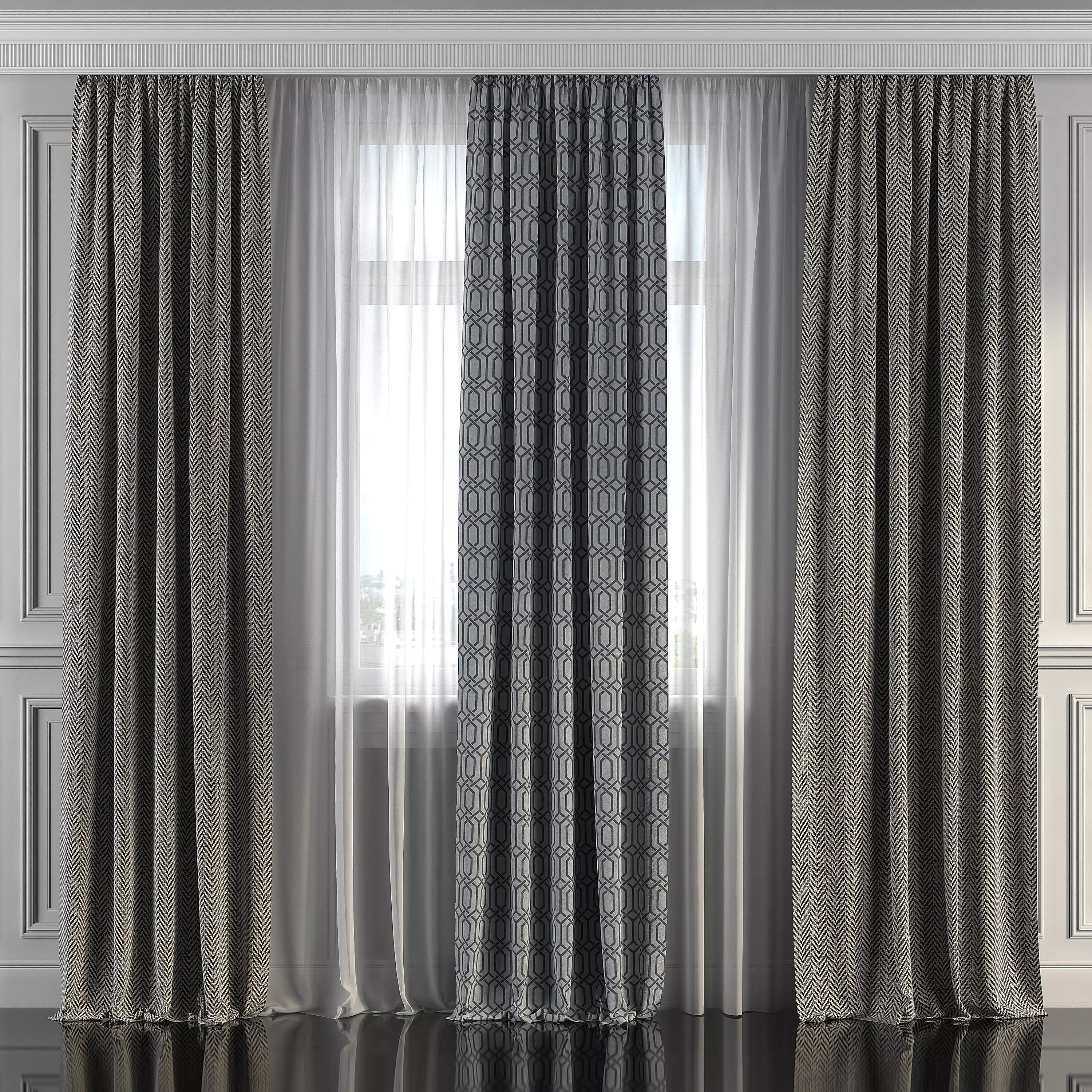 Curtain Set 281 3D model_0