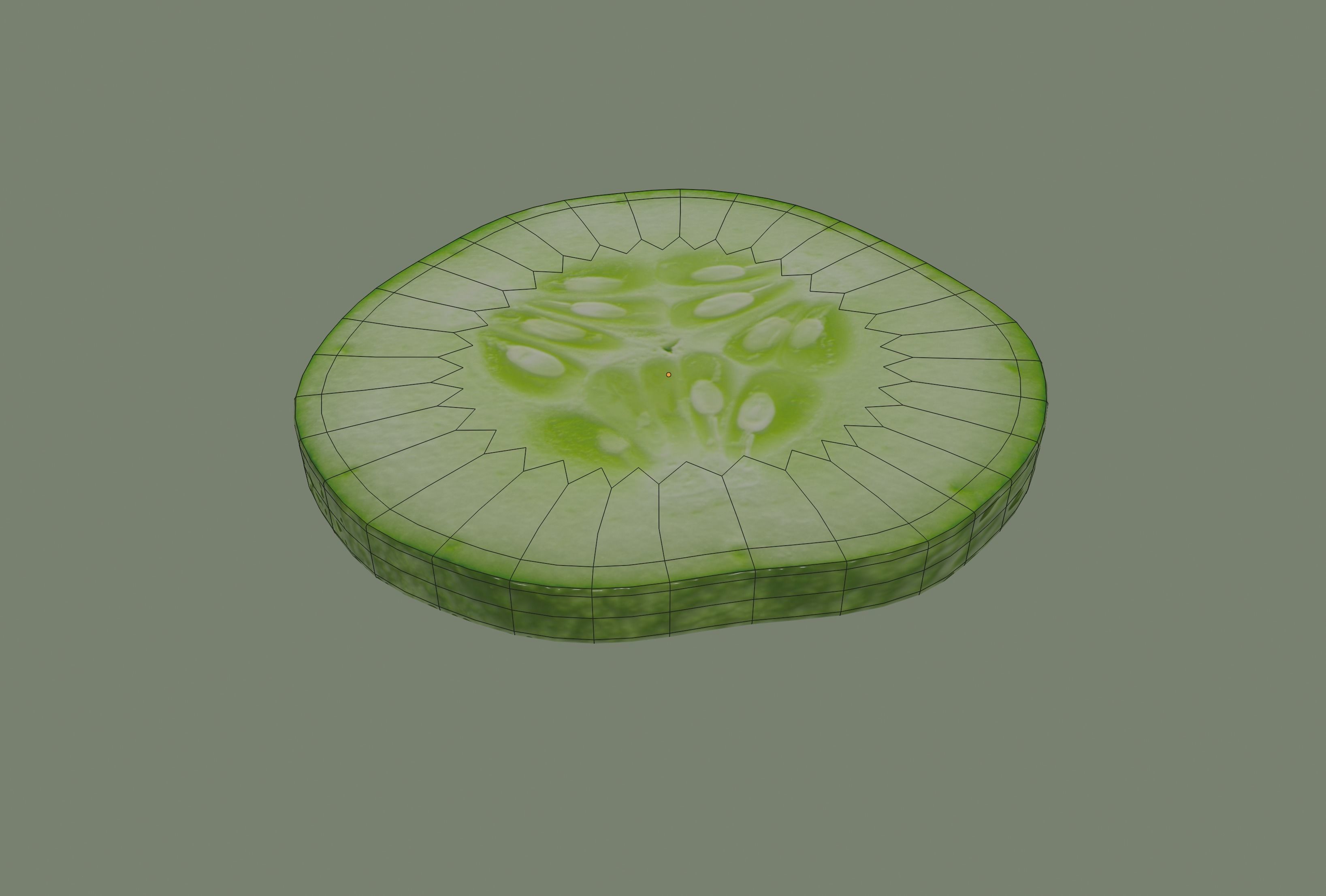 Cucumber Slice 3D model_9