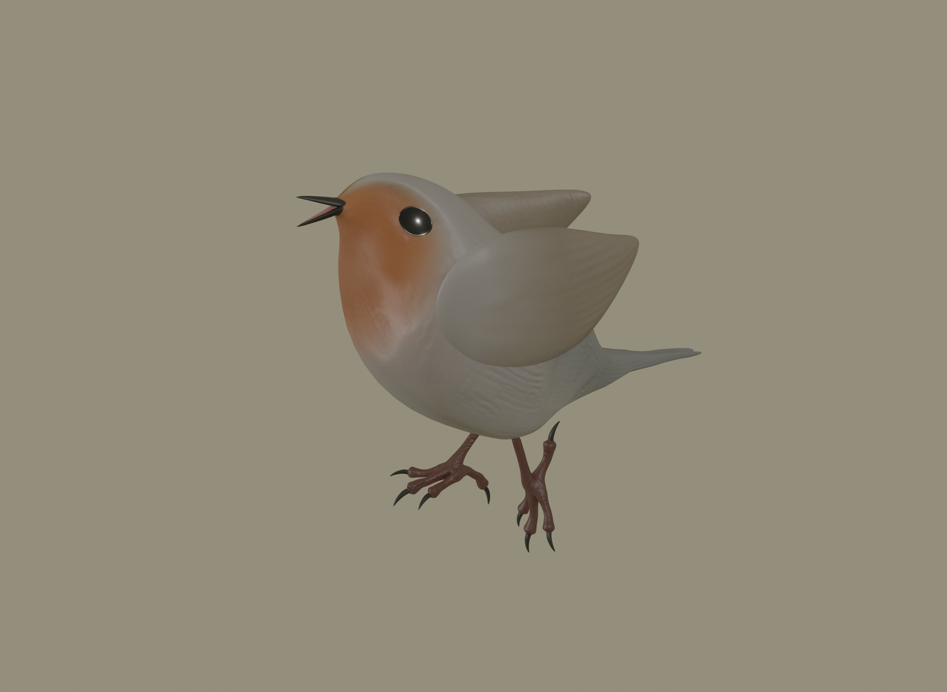 European Robin Bird 3D model_11