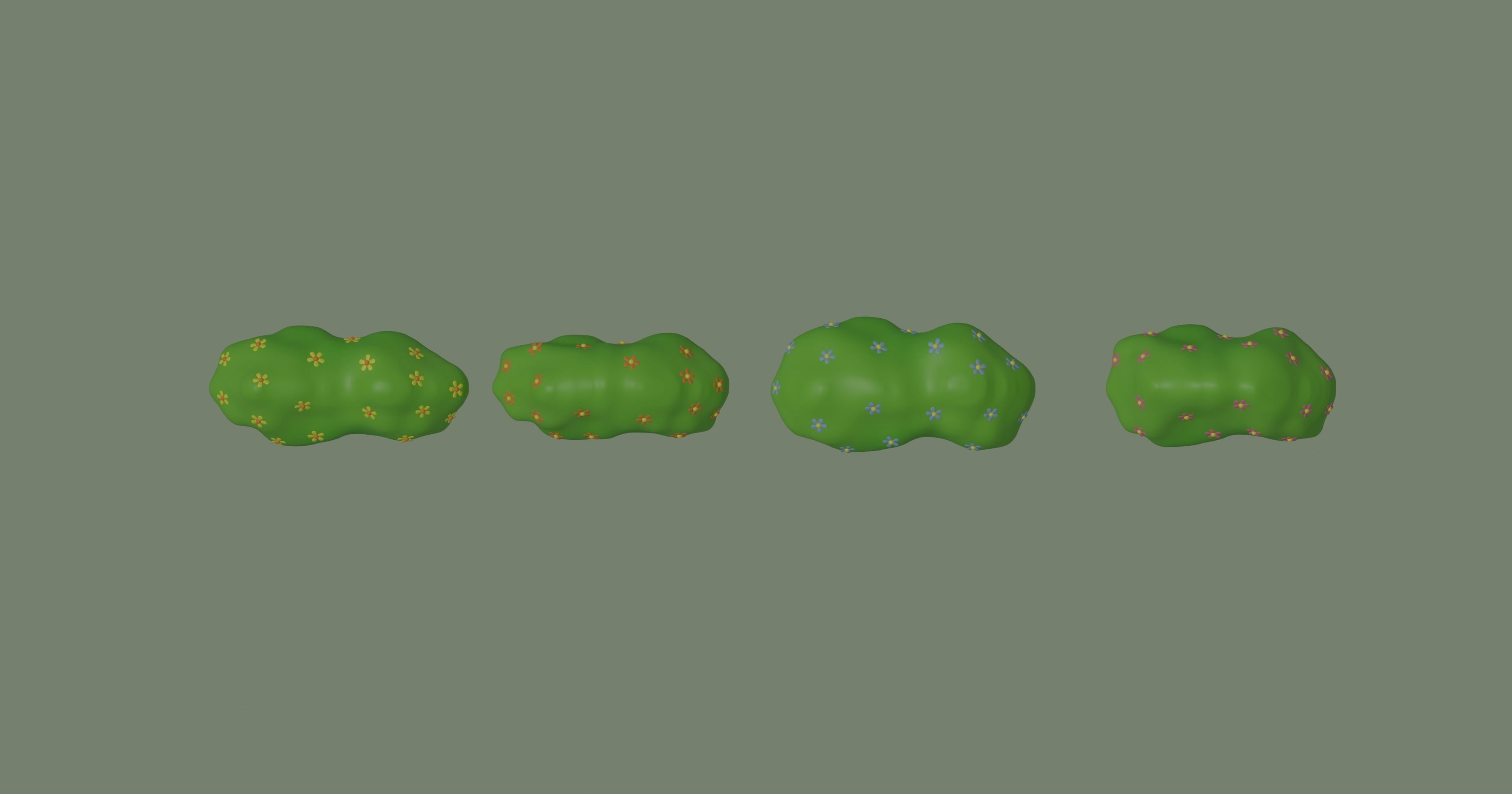 Toon Bush 3D model_7