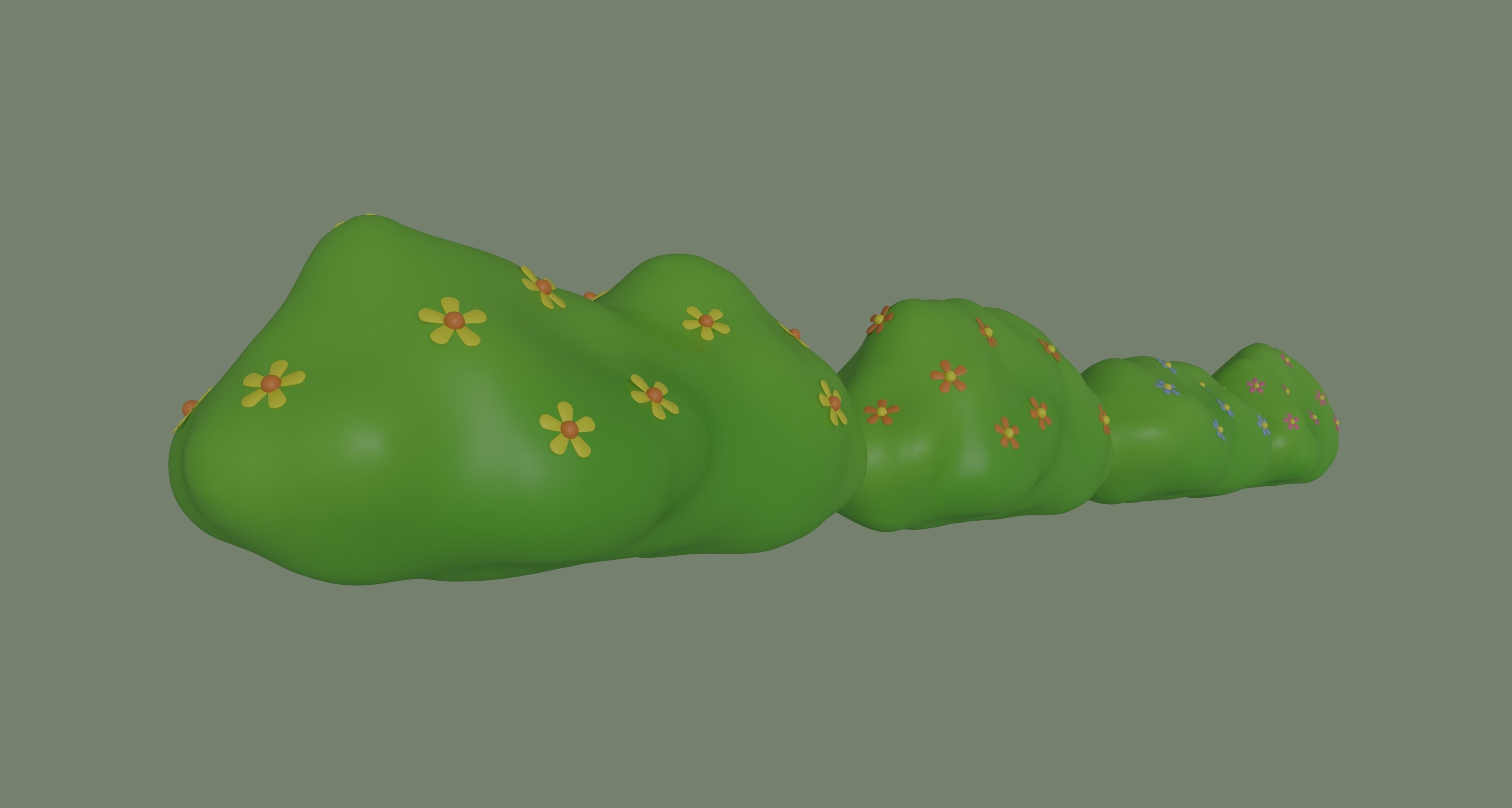Toon Bush 3D model_2