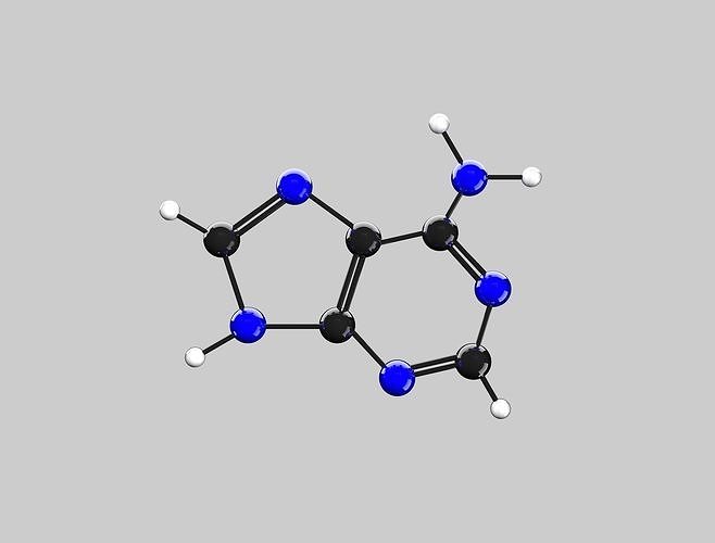 Adenine ball and stick model 3D model