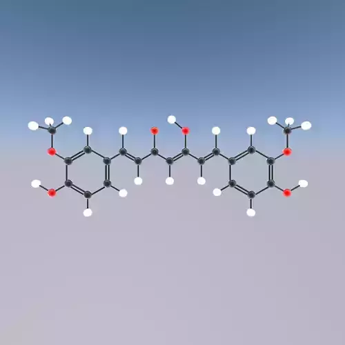 Curcumin ball and stick model