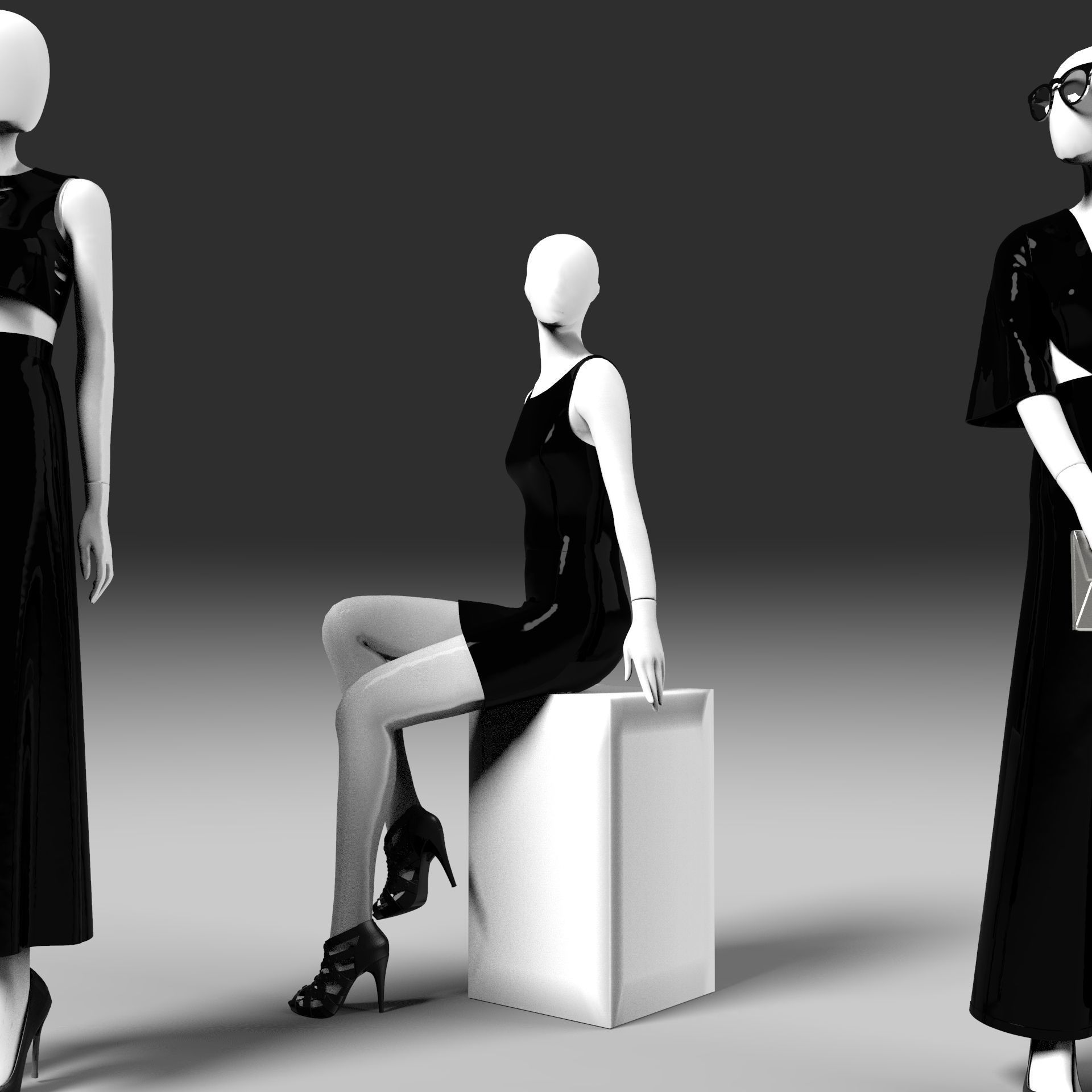Mannequin woman shop female dresses clothing 3D model_1