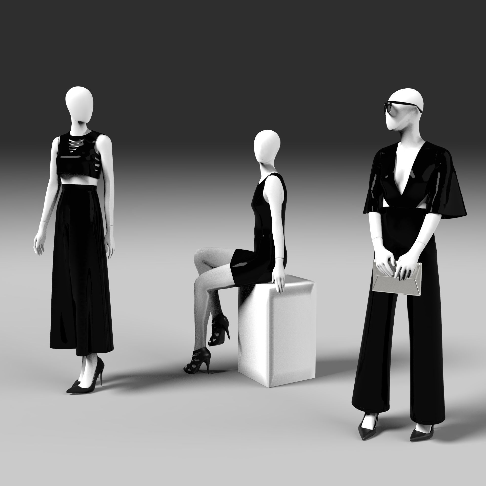Mannequin woman shop female dresses clothing 3D model_3