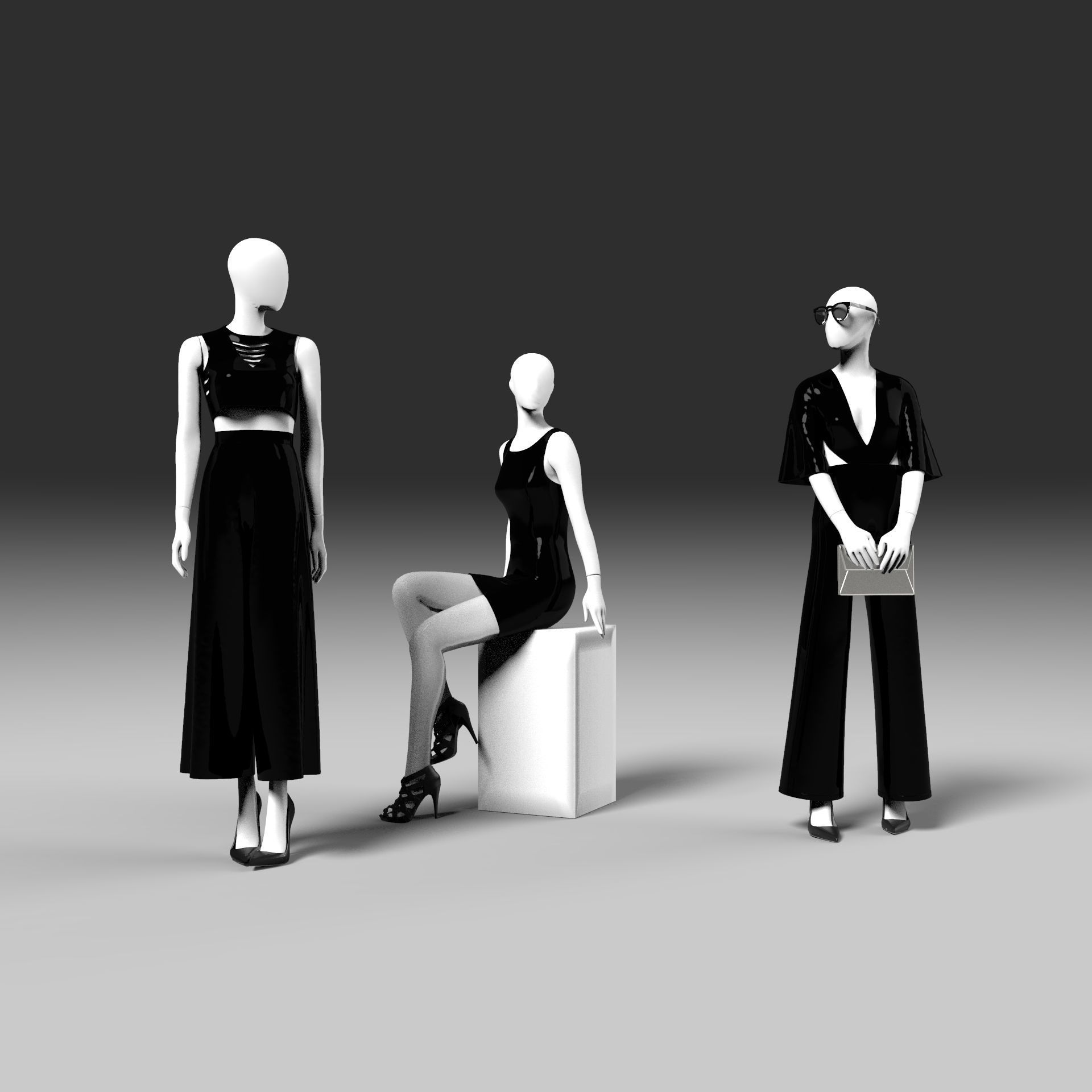 Mannequin woman shop female dresses clothing 3D model_2