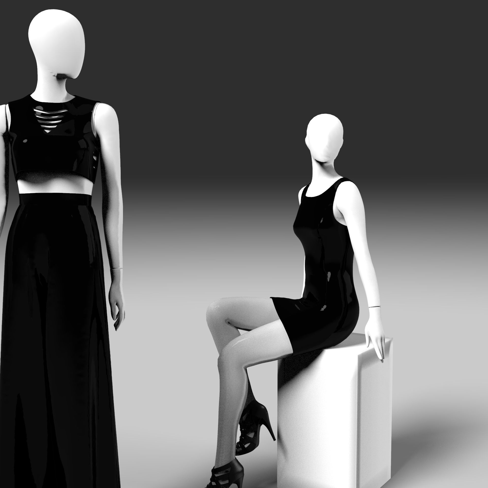 Mannequin woman shop female dresses clothing 3D model_4