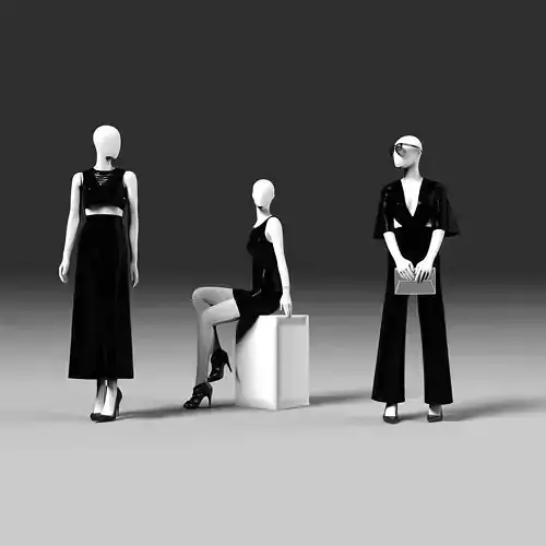 Mannequin woman shop female dresses clothing 3D model