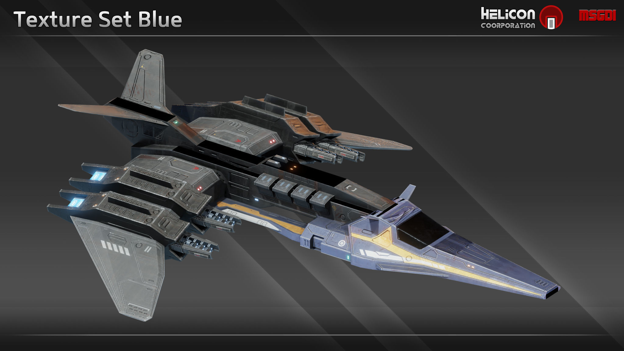 HF13 Class Fighter Low-poly 3D model_8
