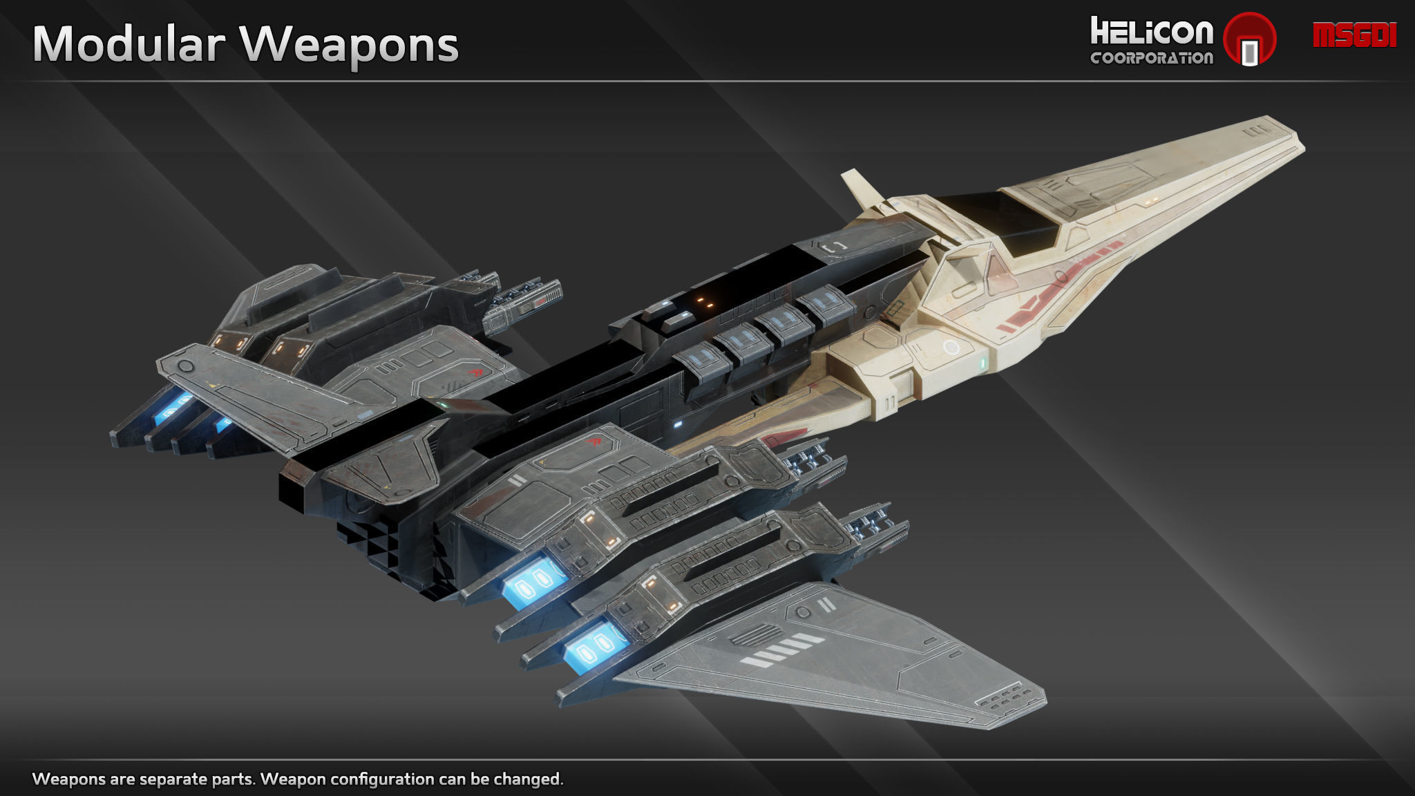 HF13 Class Fighter Low-poly 3D model_4