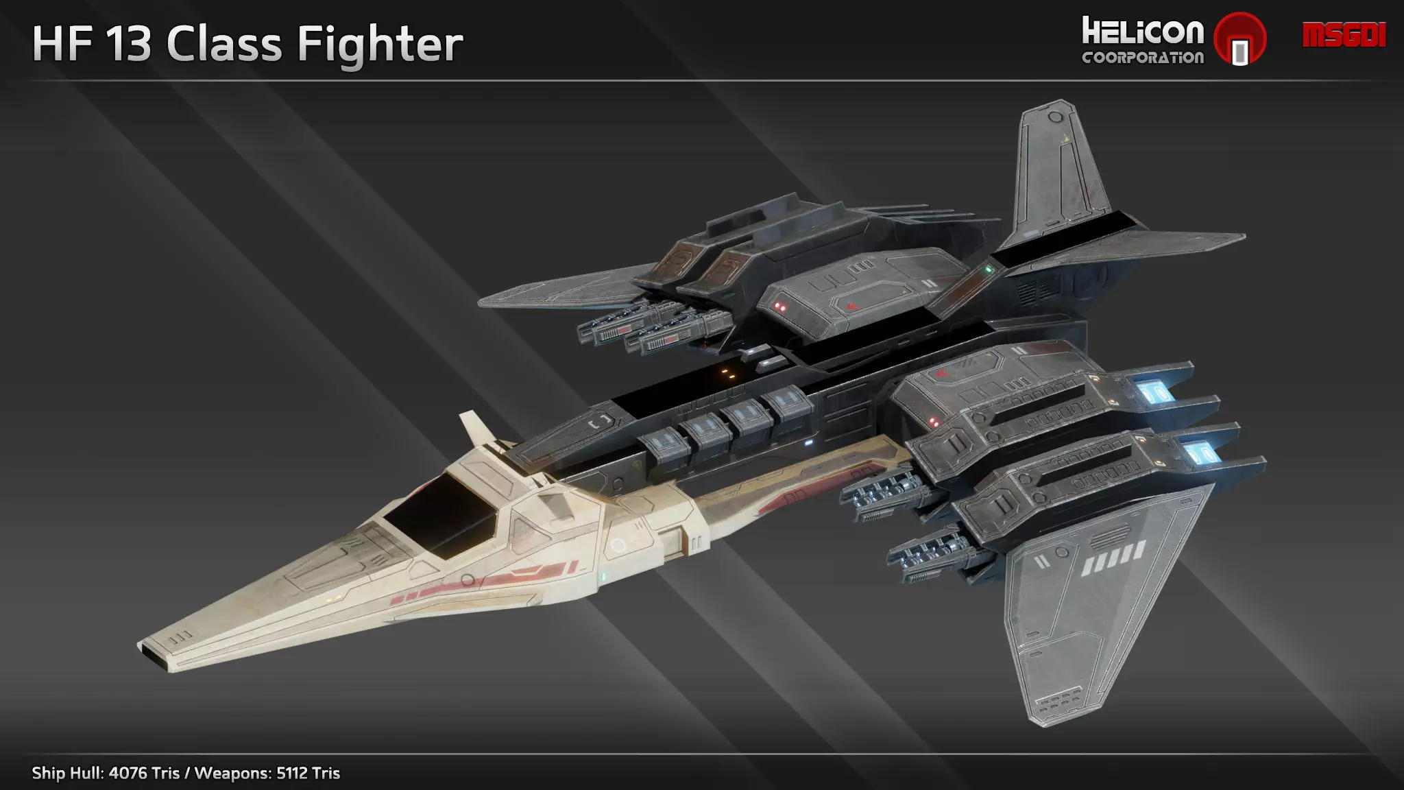 HF13 Class Fighter Low-poly 3D model_0