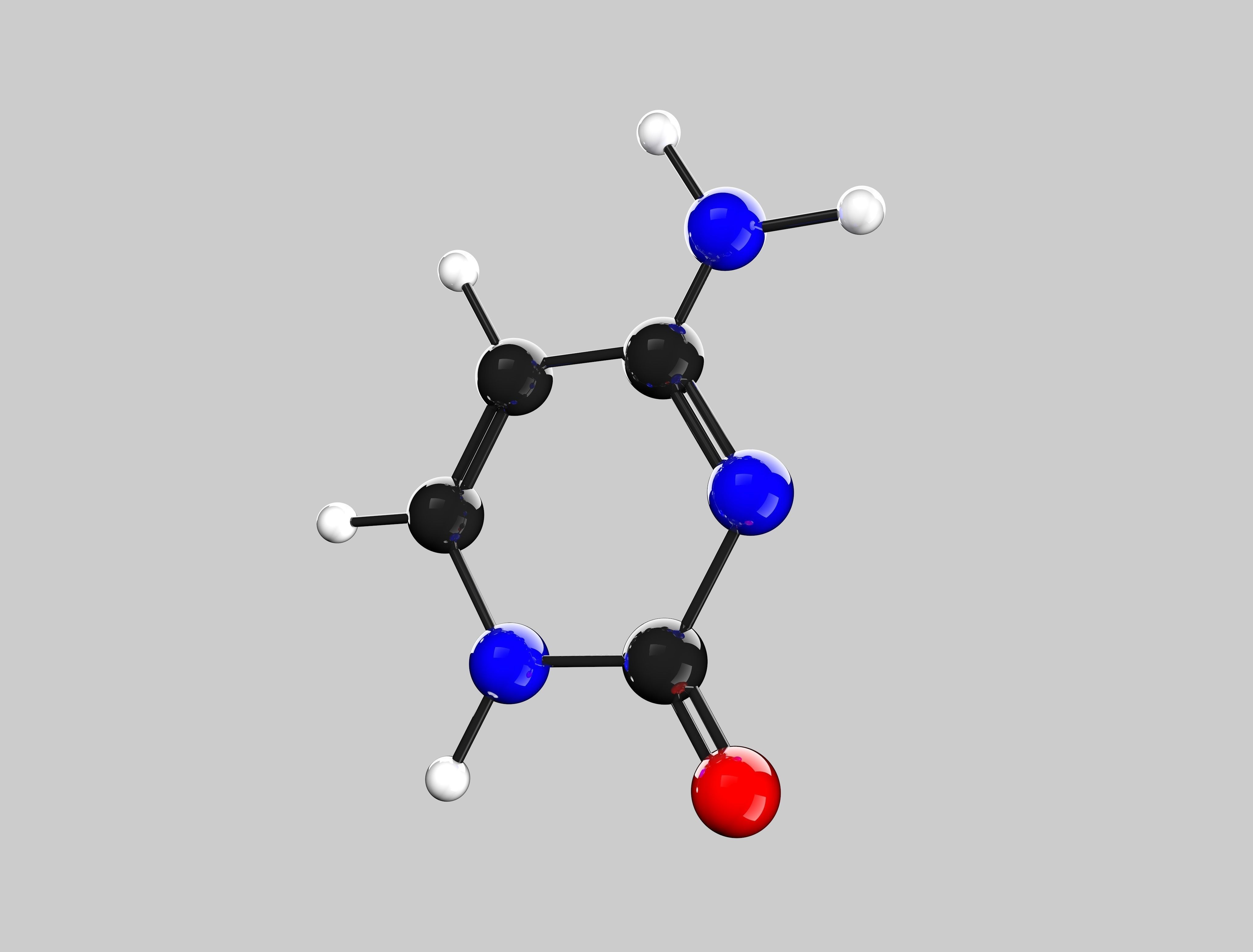 Cytosine ball and stick model 3D model_2