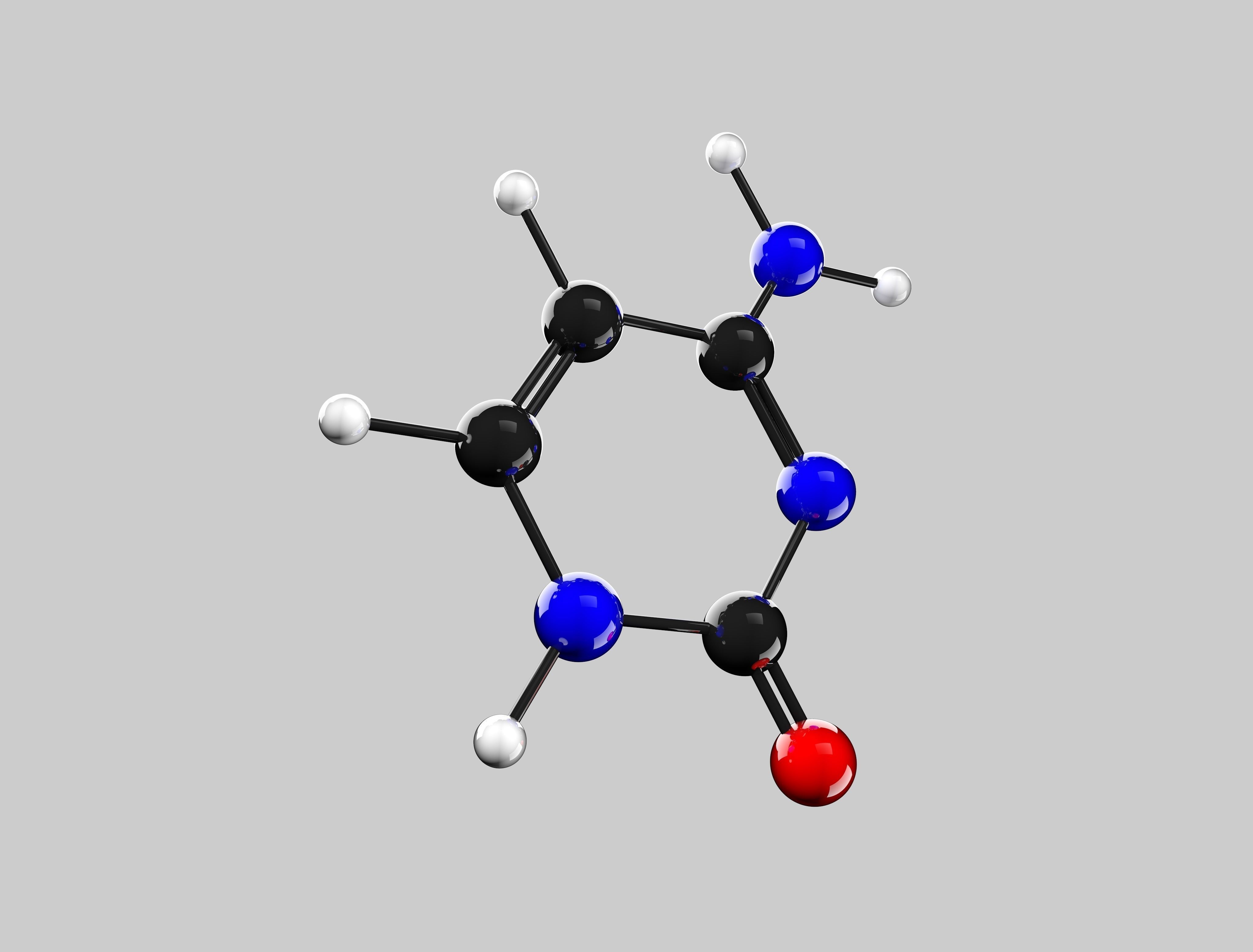 Cytosine ball and stick model 3D model_1