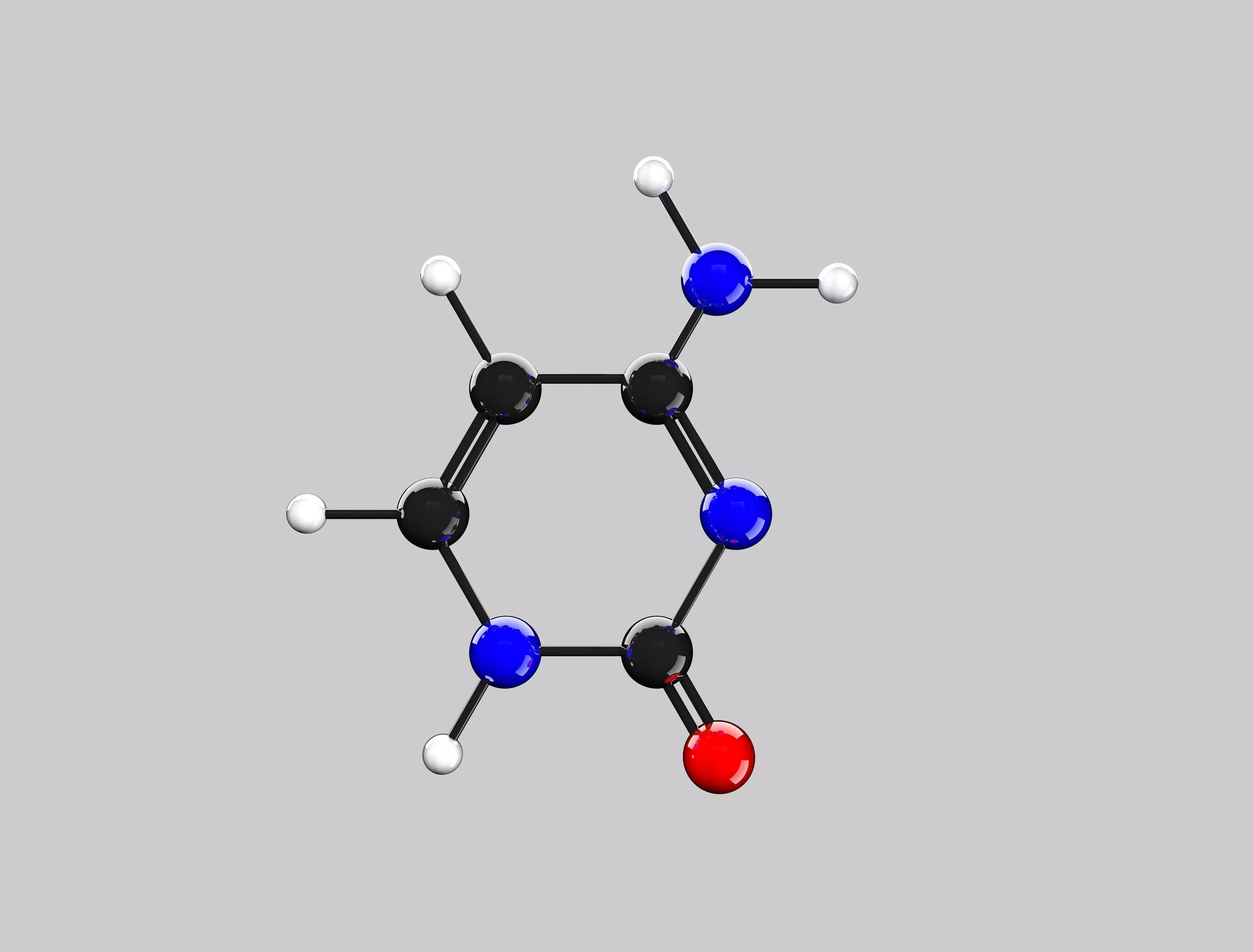 Cytosine ball and stick model 3D model_0