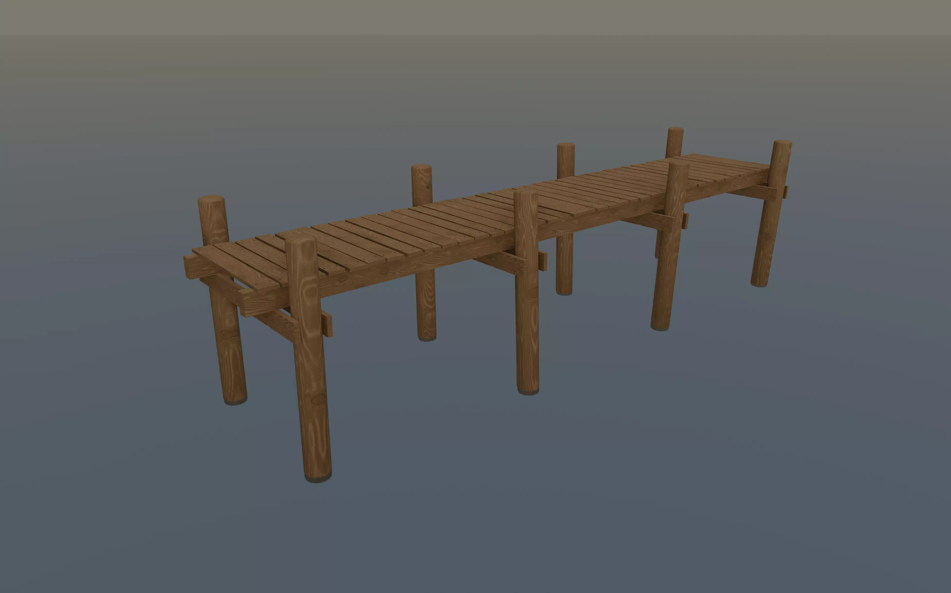 Wood Pier Low-poly 3D model_0
