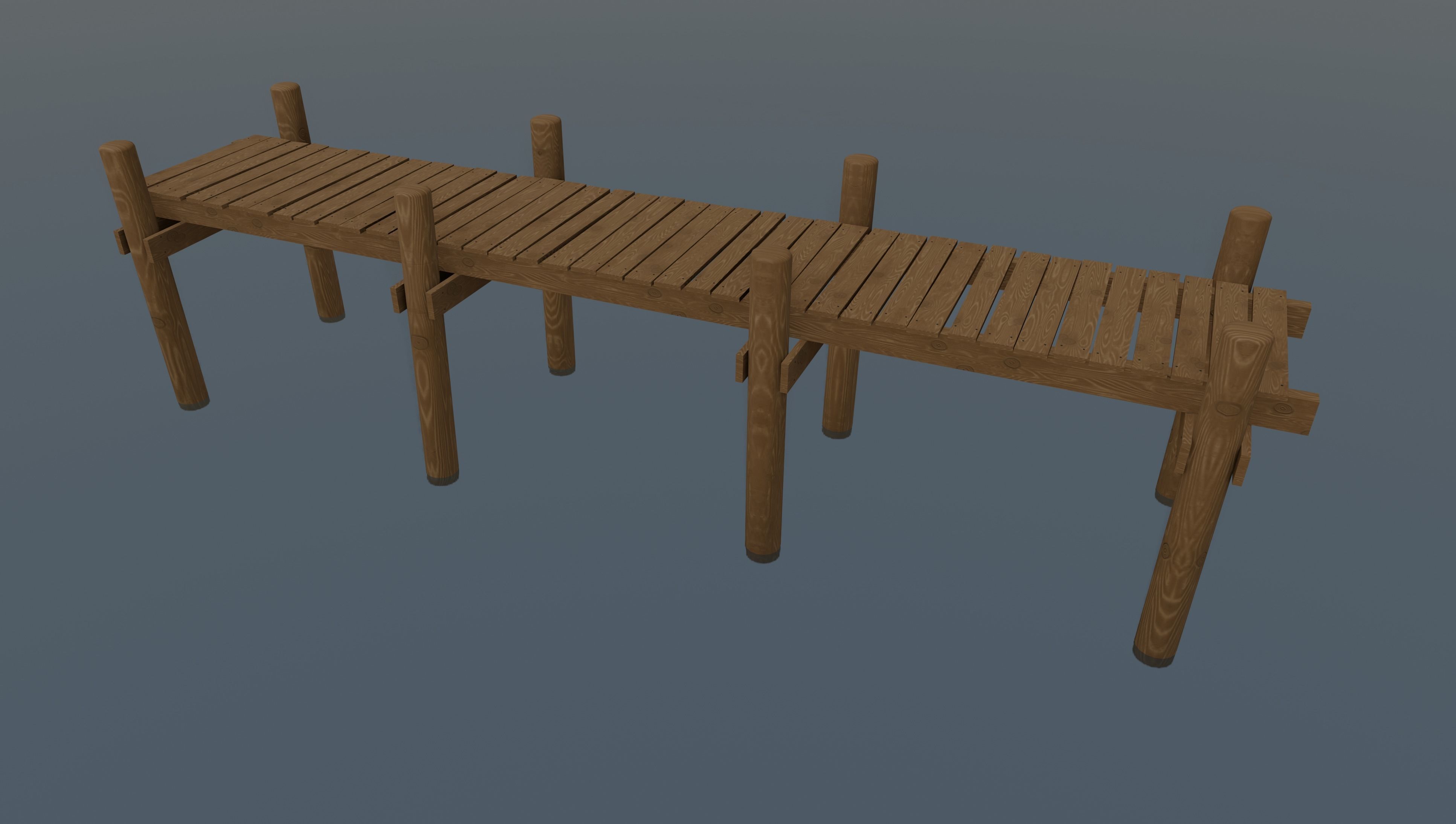 Wood Pier Low-poly 3D model_3