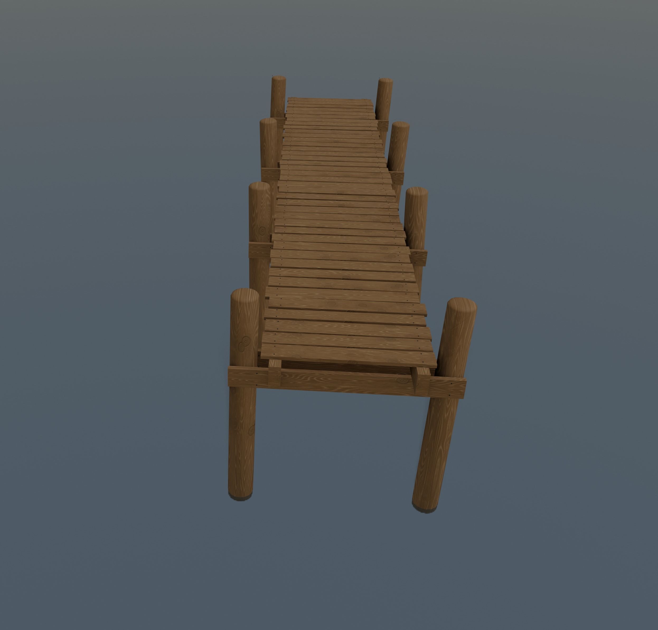 Wood Pier Low-poly 3D model_1
