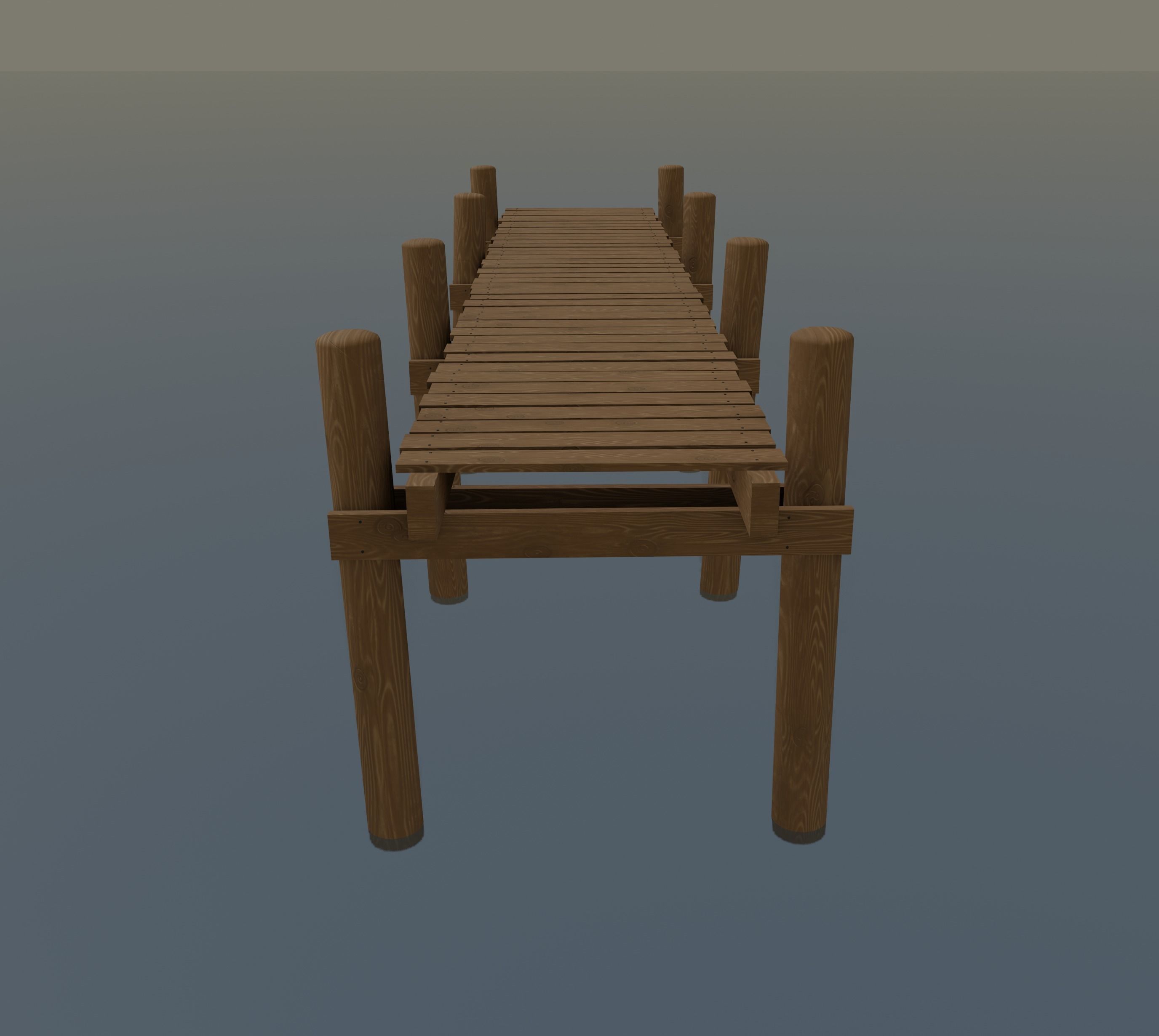 Wood Pier Low-poly 3D model_4