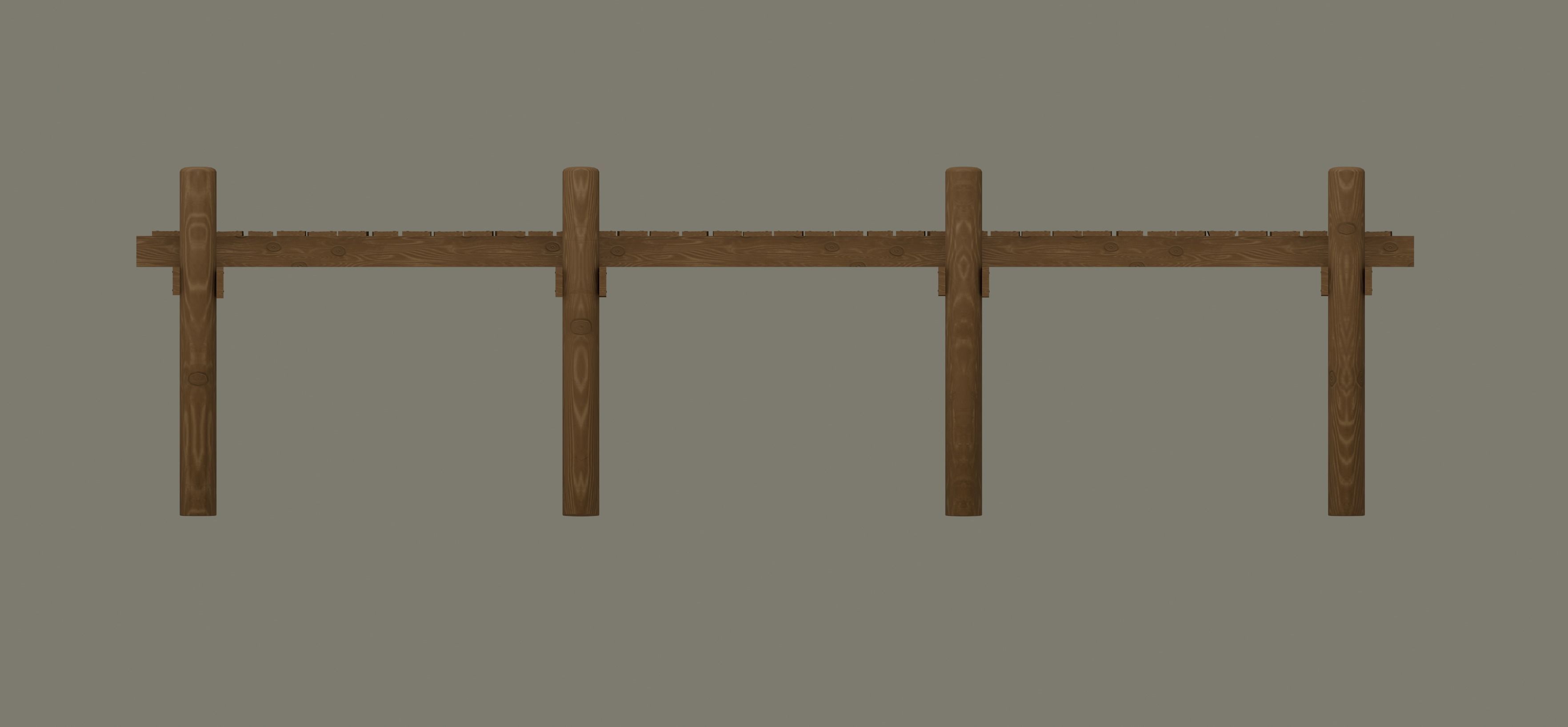 Wood Pier Low-poly 3D model_6