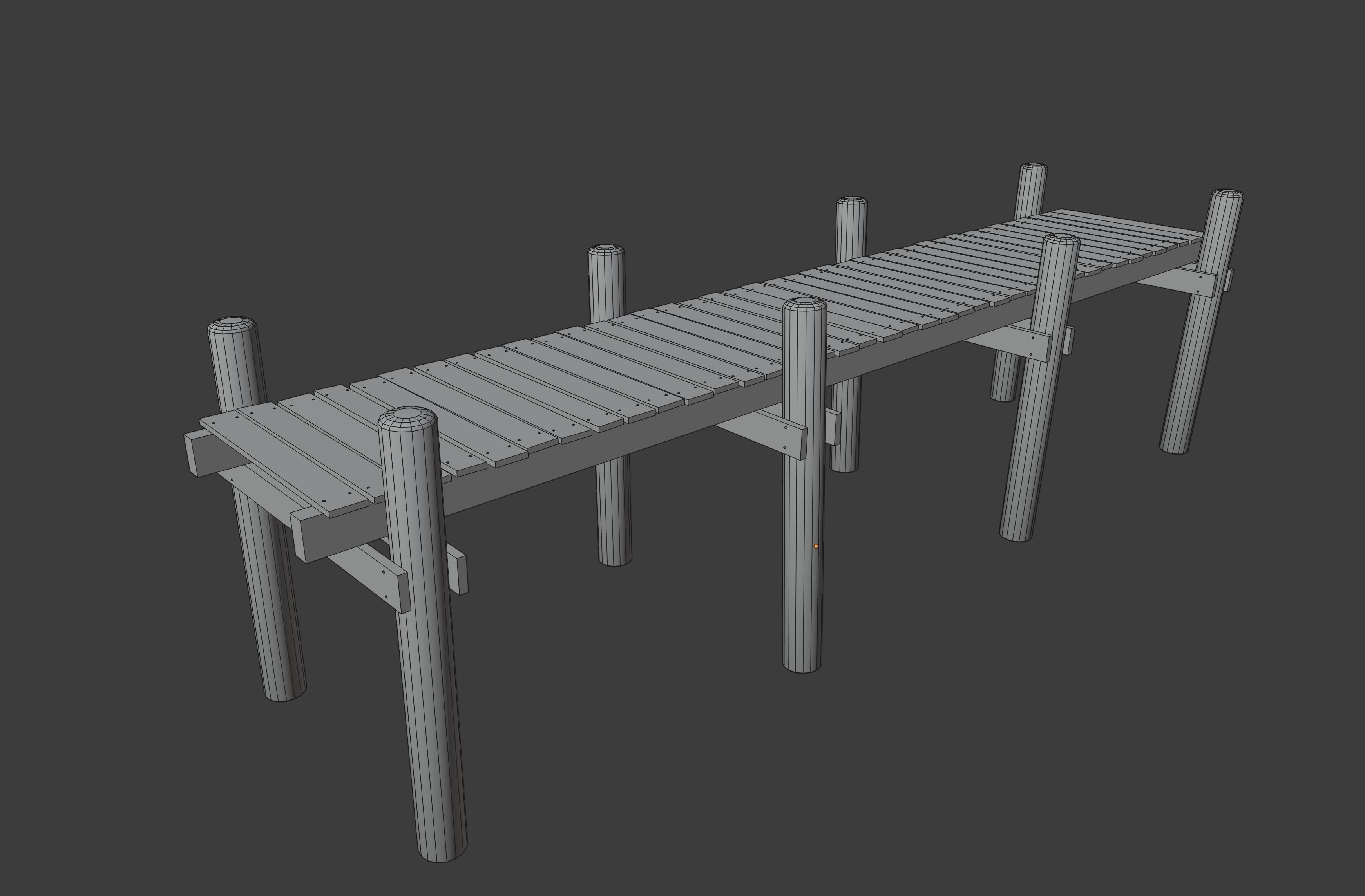 Wood Pier Low-poly 3D model_13