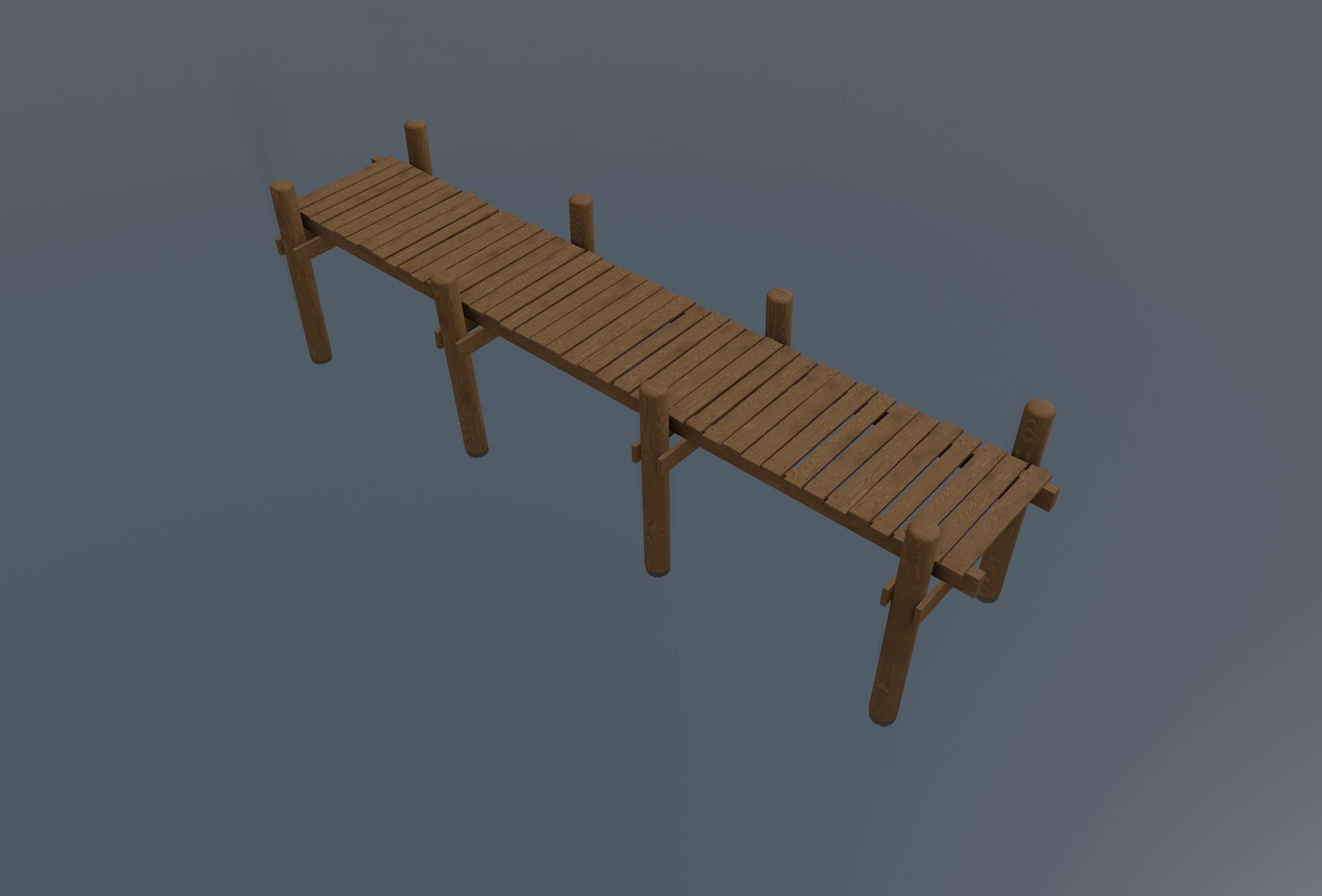 Wood Pier Low-poly 3D model_2