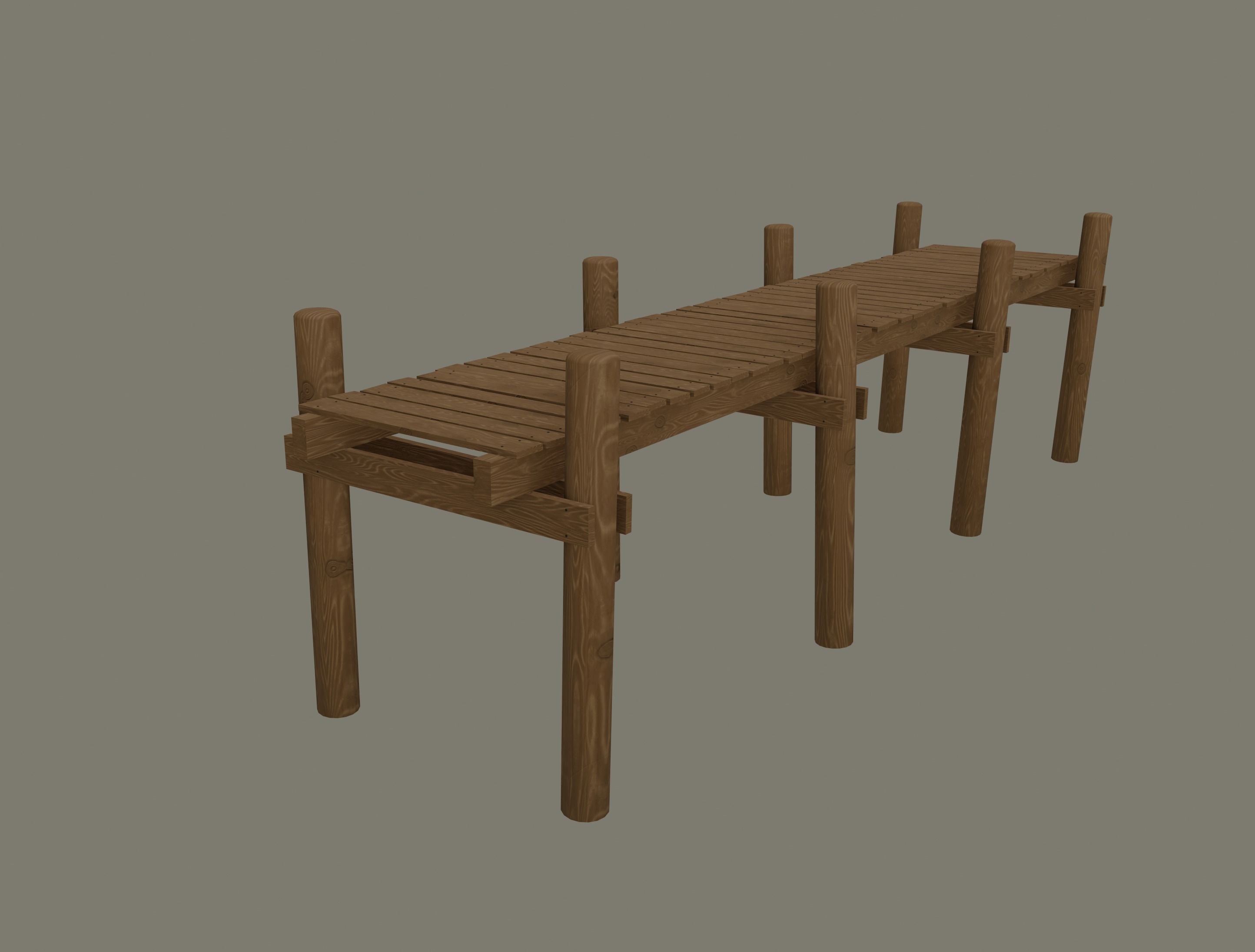 Wood Pier Low-poly 3D model_7