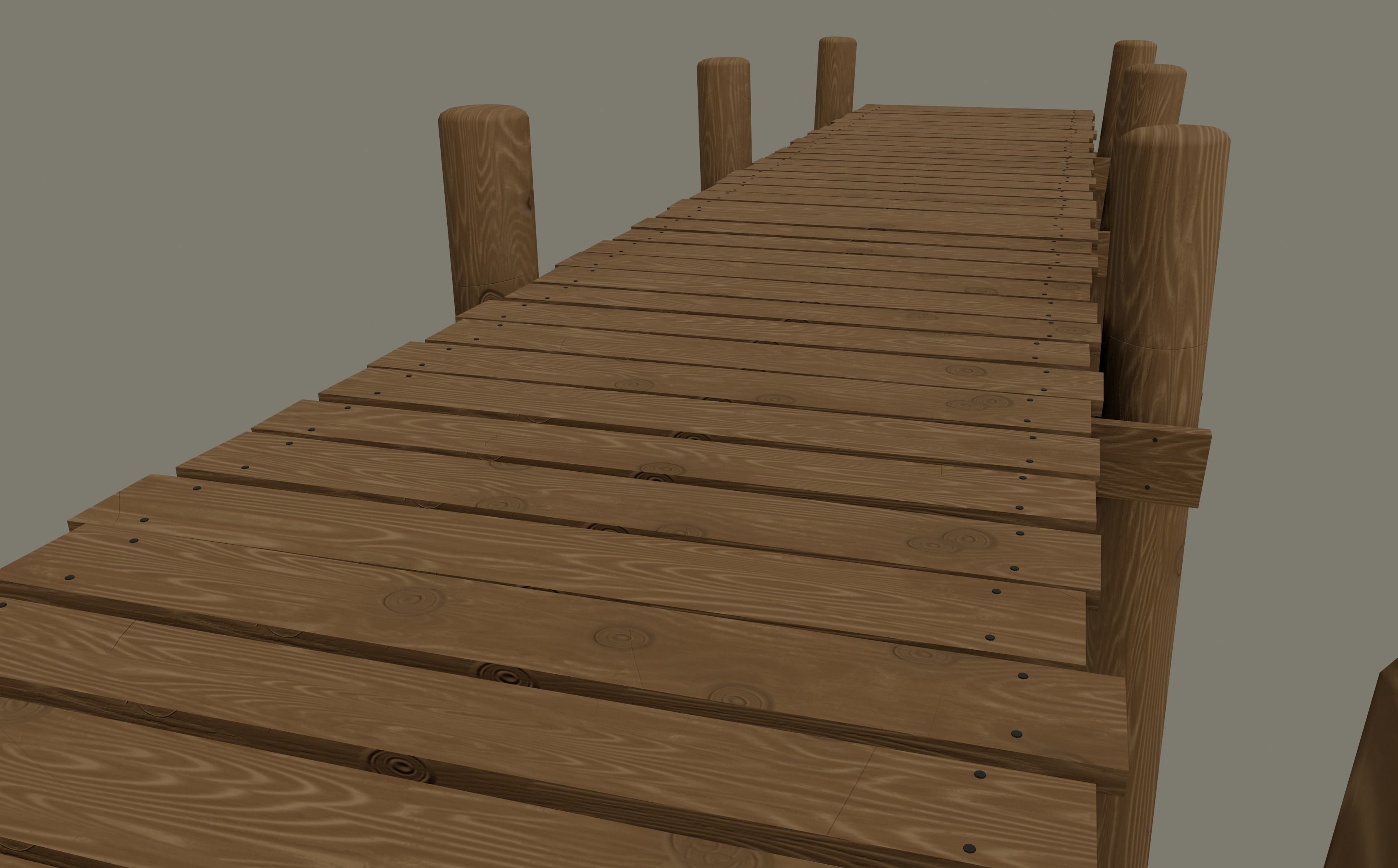 Wood Pier Low-poly 3D model_8