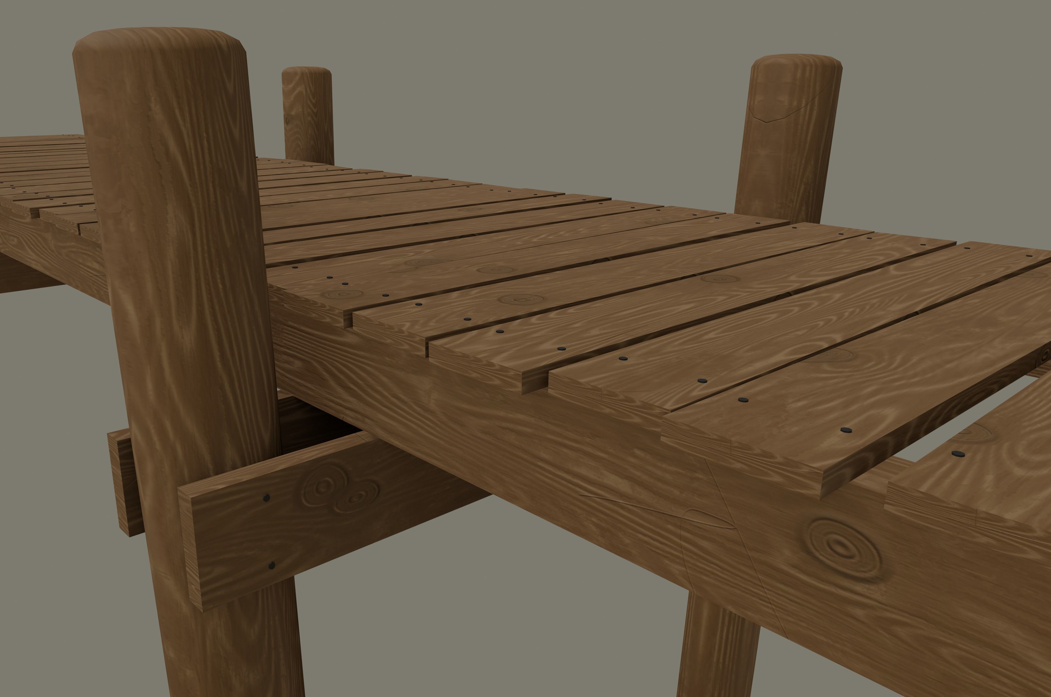 Wood Pier Low-poly 3D model_9