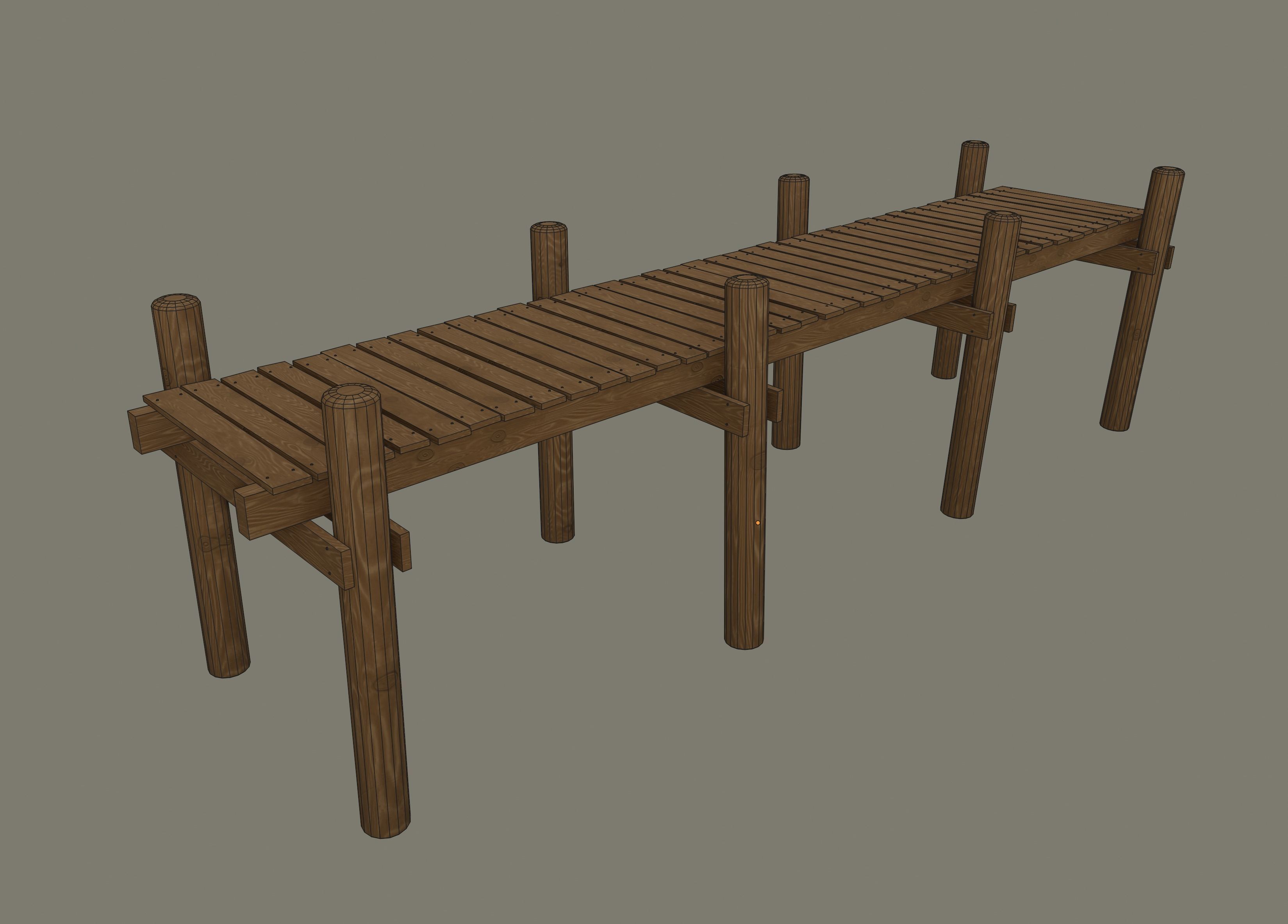 Wood Pier Low-poly 3D model_12