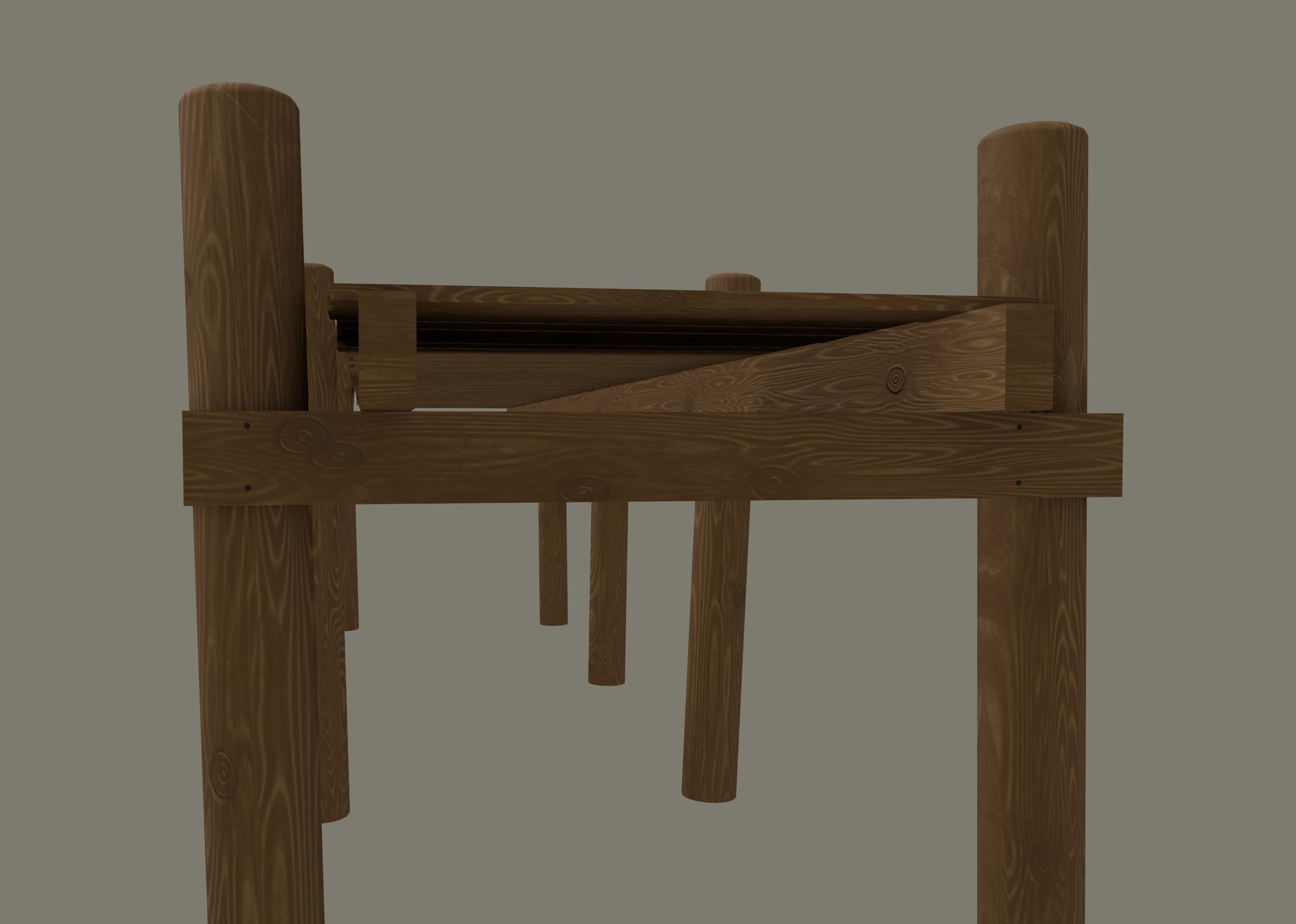 Wood Pier Low-poly 3D model_10