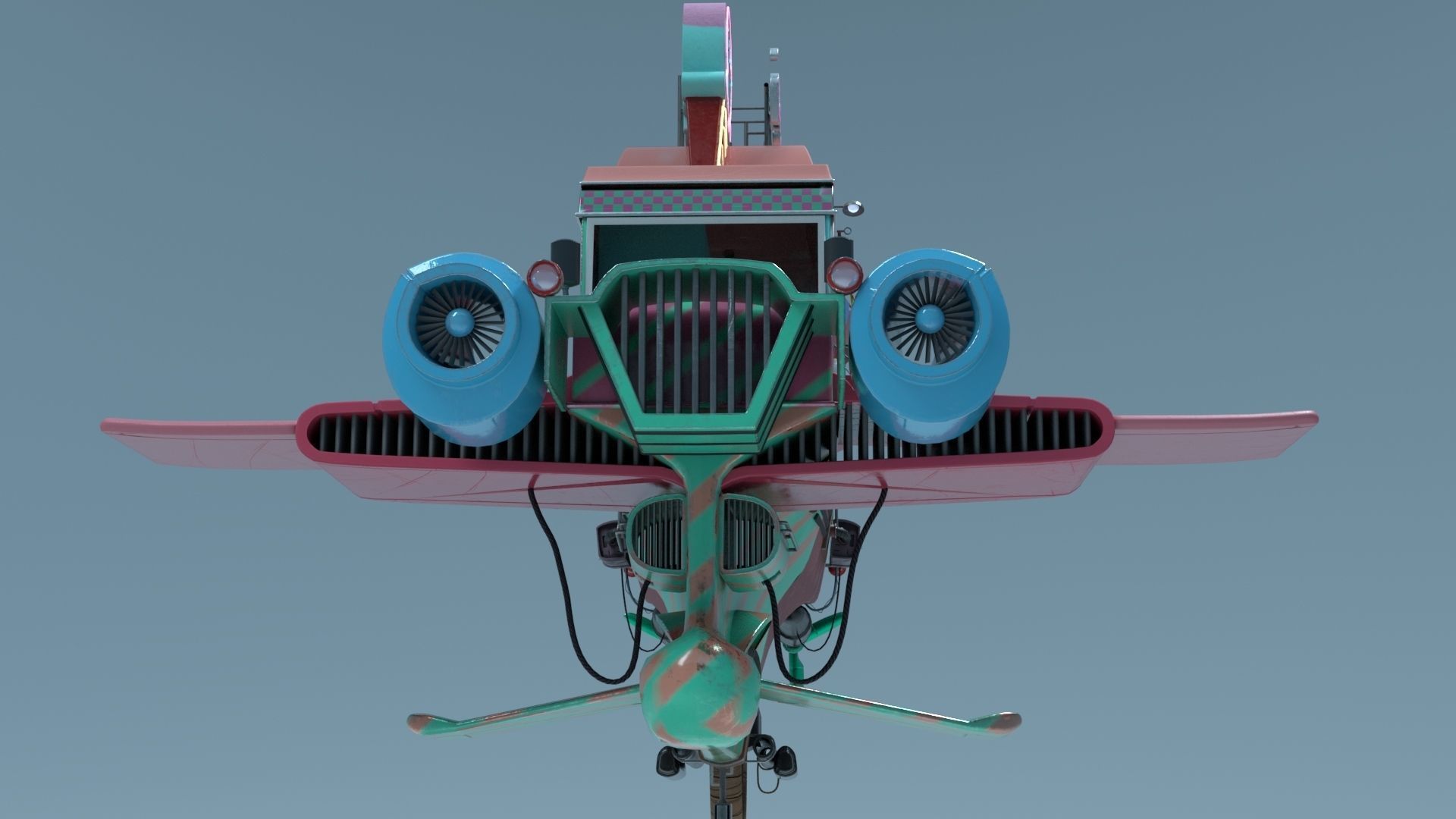 Flying Ice Cream Truck Low-poly 3D model_4