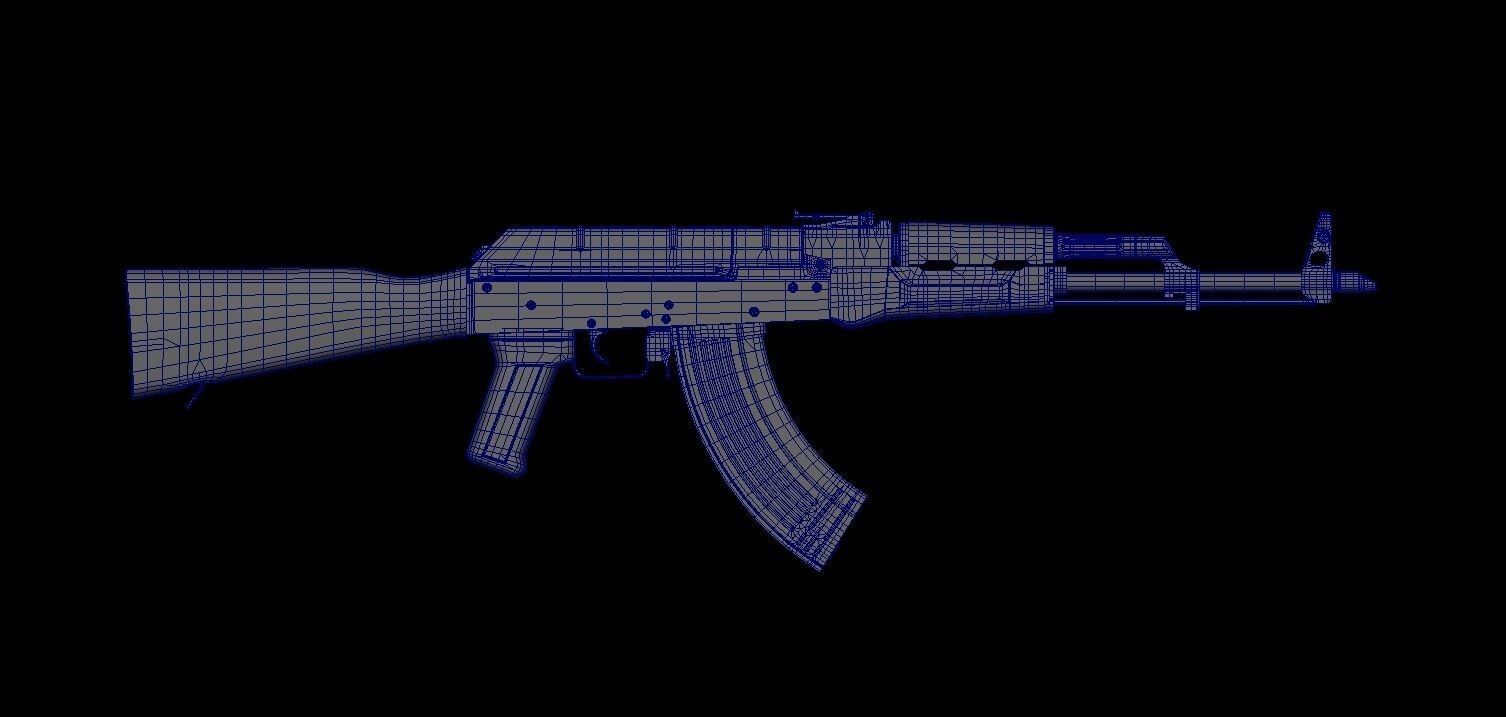 AKM 47 Mid poly 3D model 3D model_6