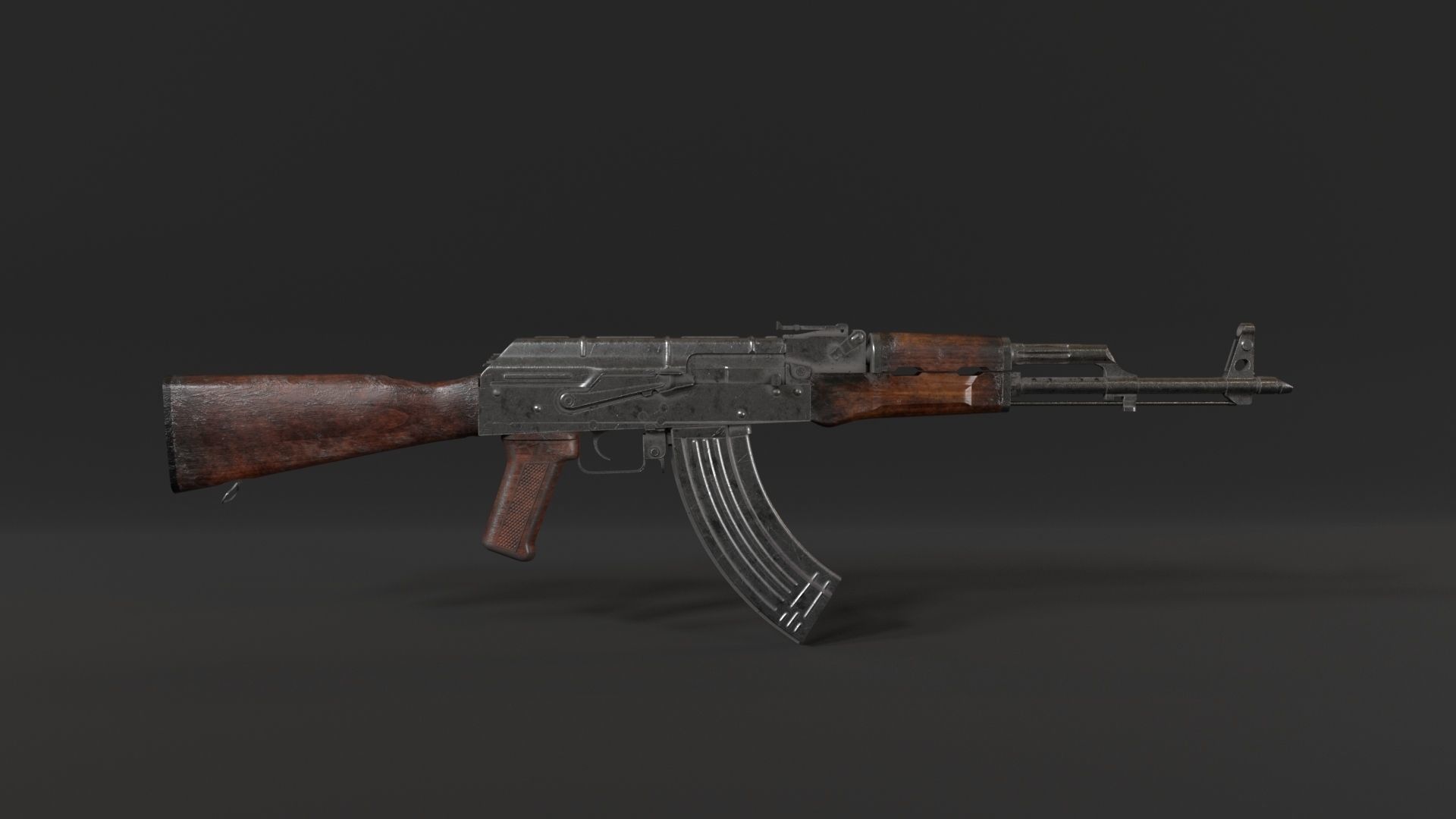 AKM 47 Mid poly 3D model 3D model_2
