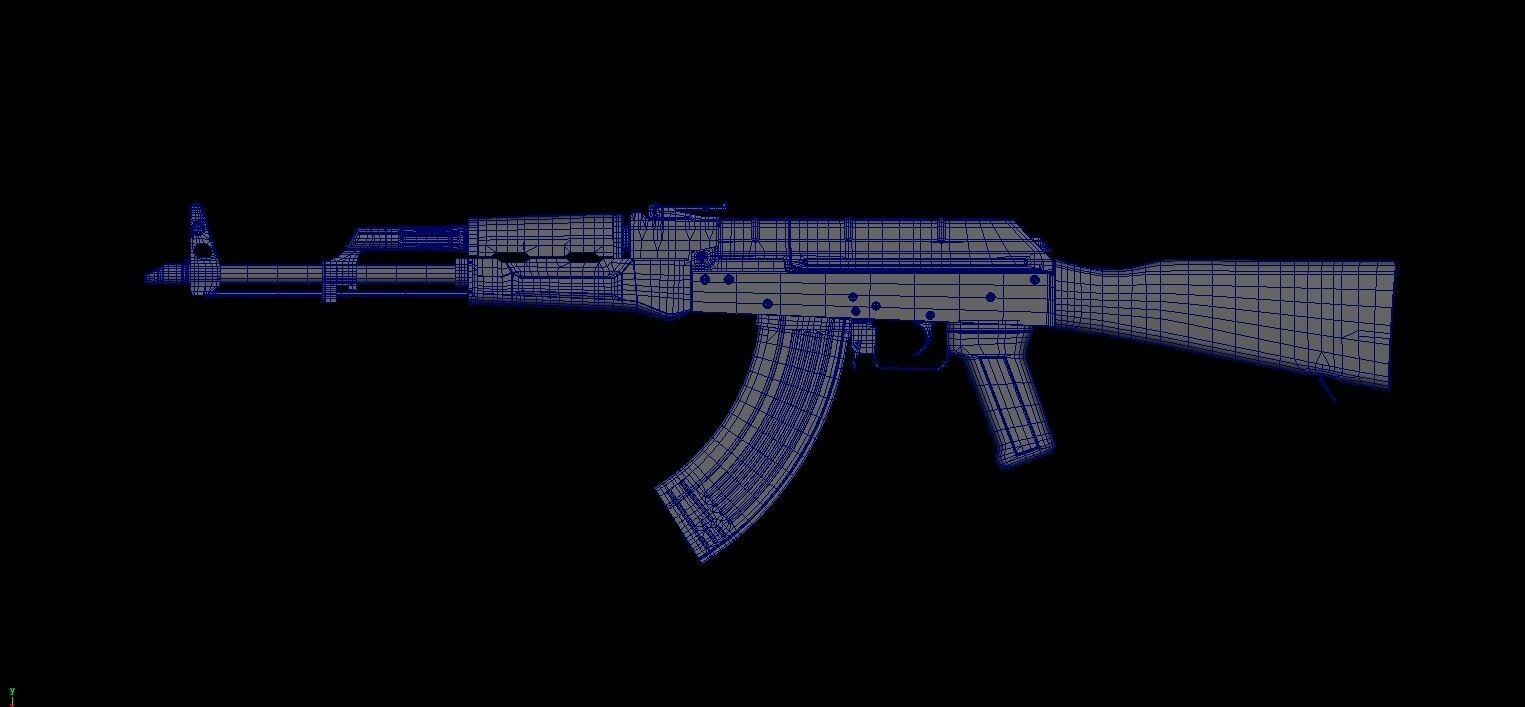 AKM 47 Mid poly 3D model 3D model_7