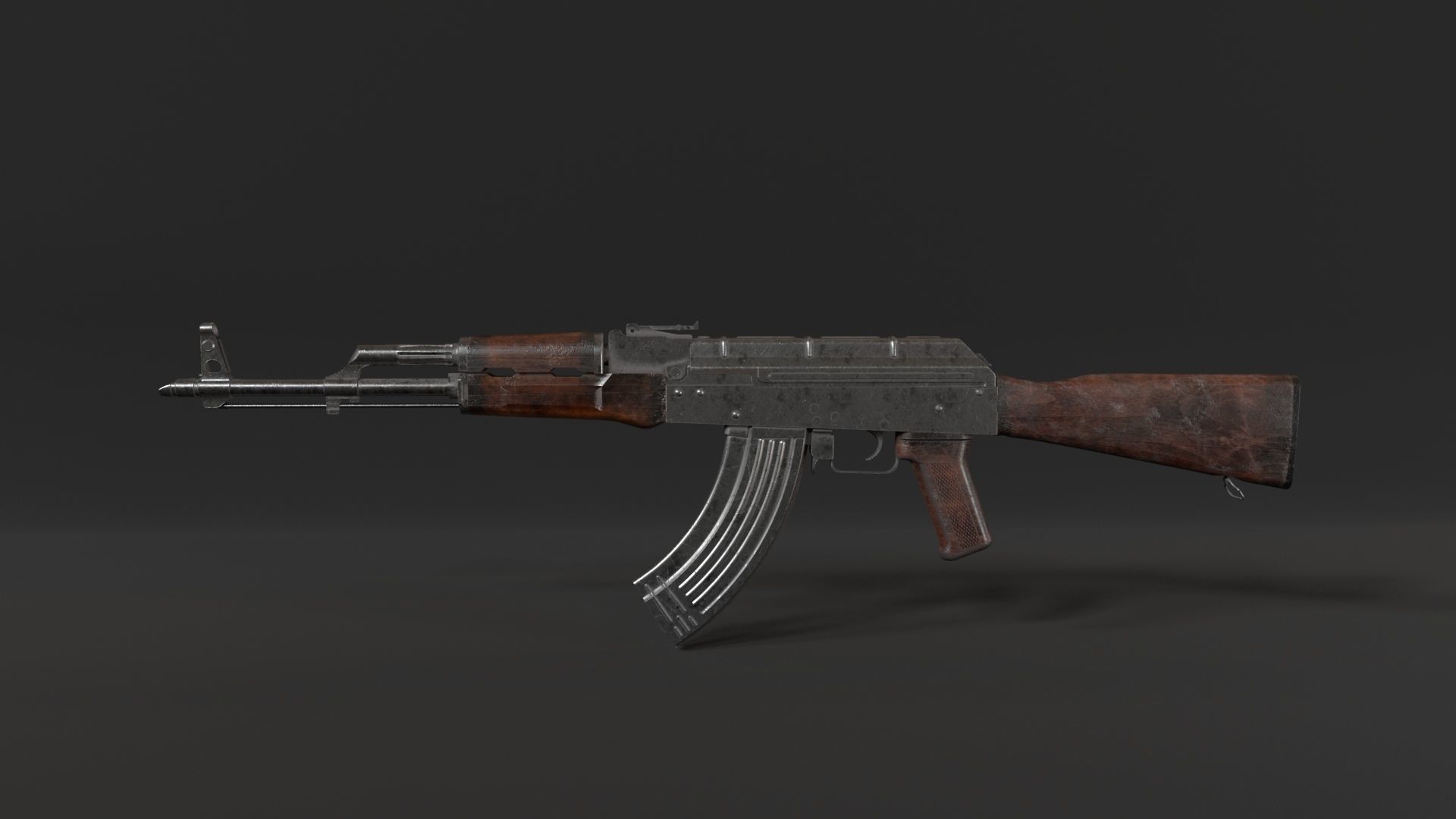 AKM 47 Mid poly 3D model 3D model_1