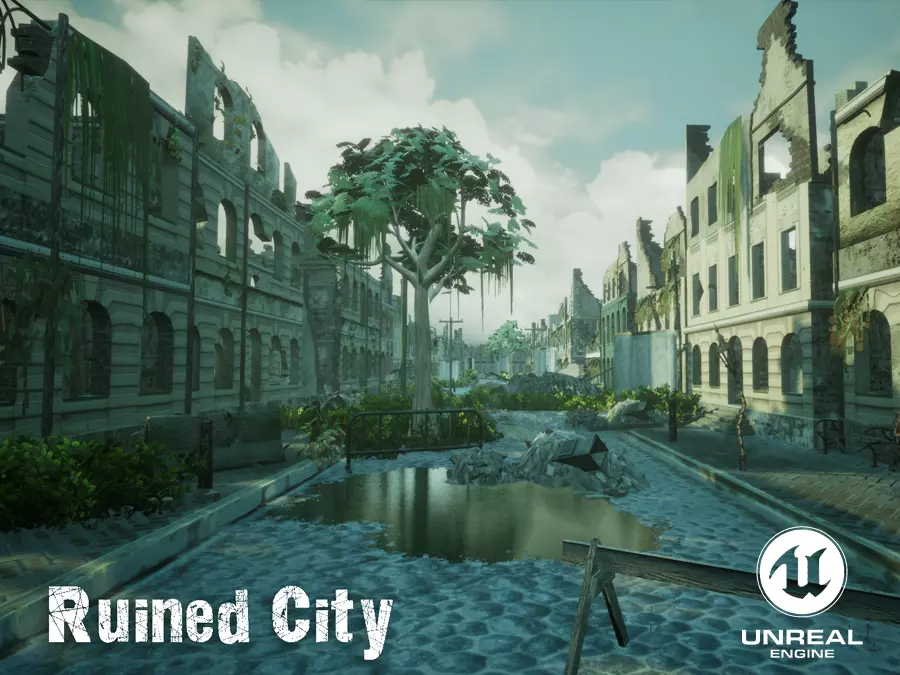 Ruined City Unreal Engine  Low-poly 3D model_0