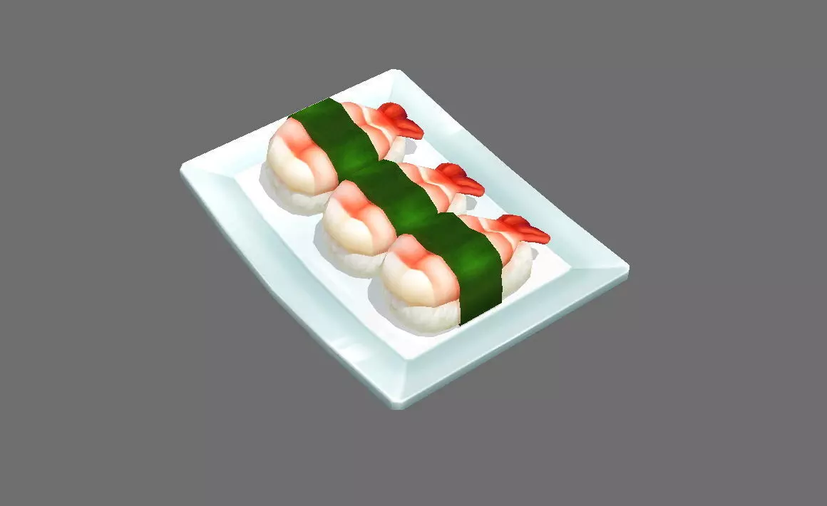 Cartoon sushi Low-poly 3D model_0