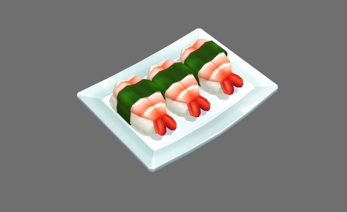 Cartoon sushi Low-poly 3D model_2