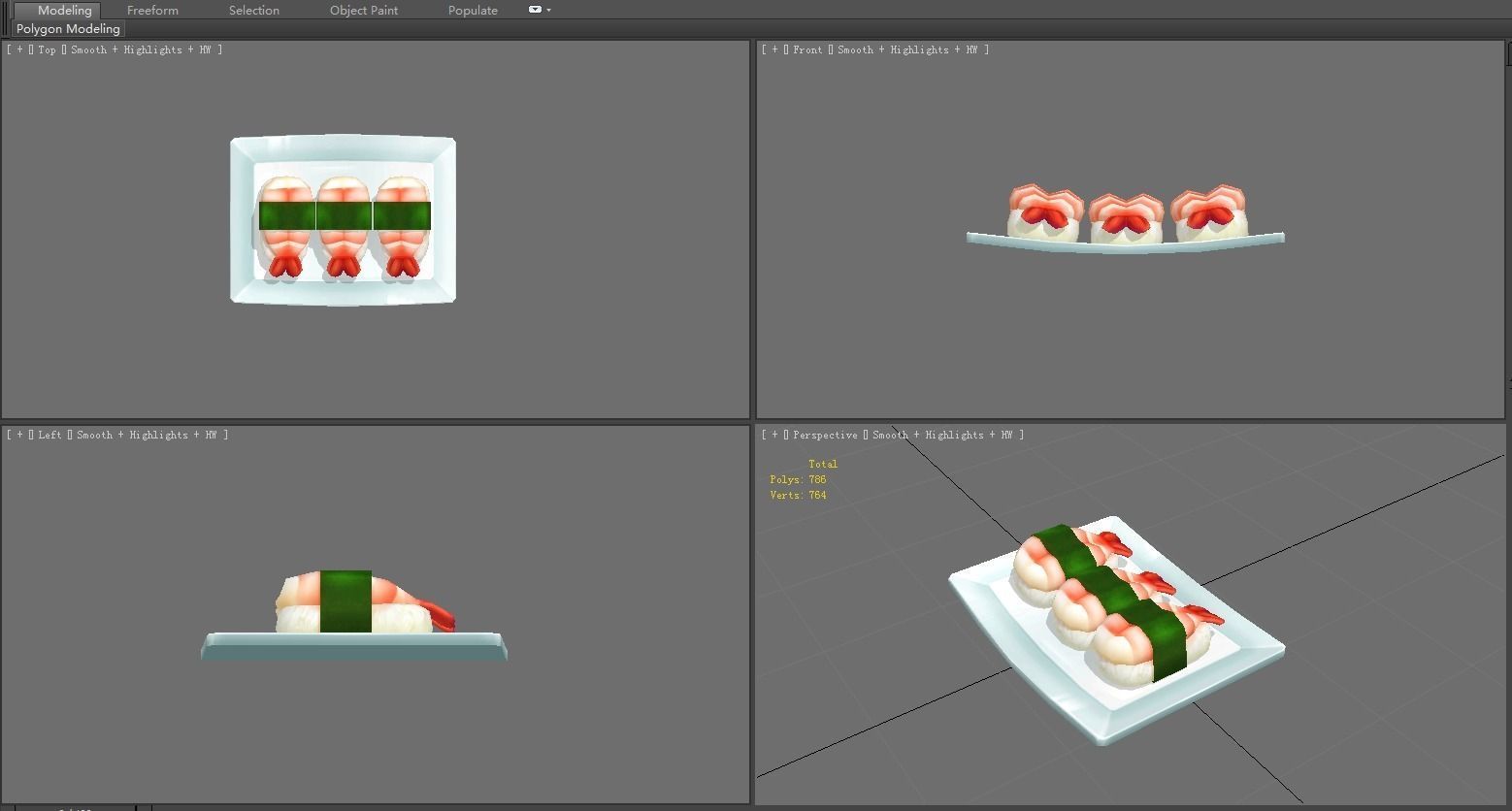 Cartoon sushi Low-poly 3D model_5