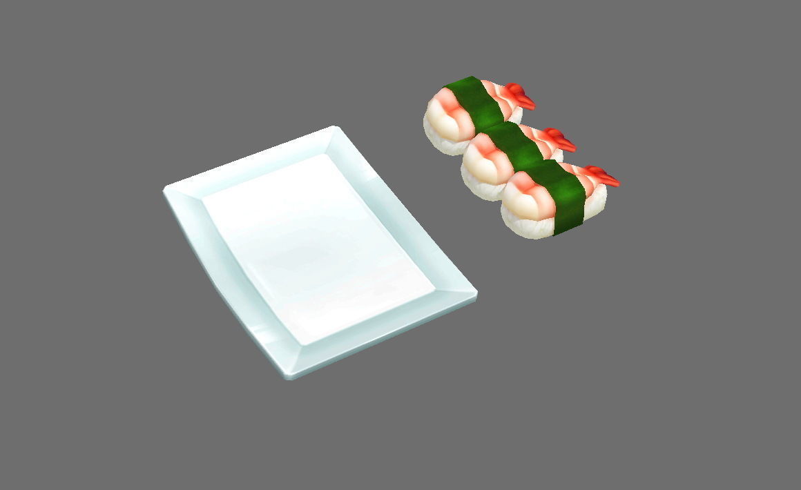 Cartoon sushi Low-poly 3D model_3