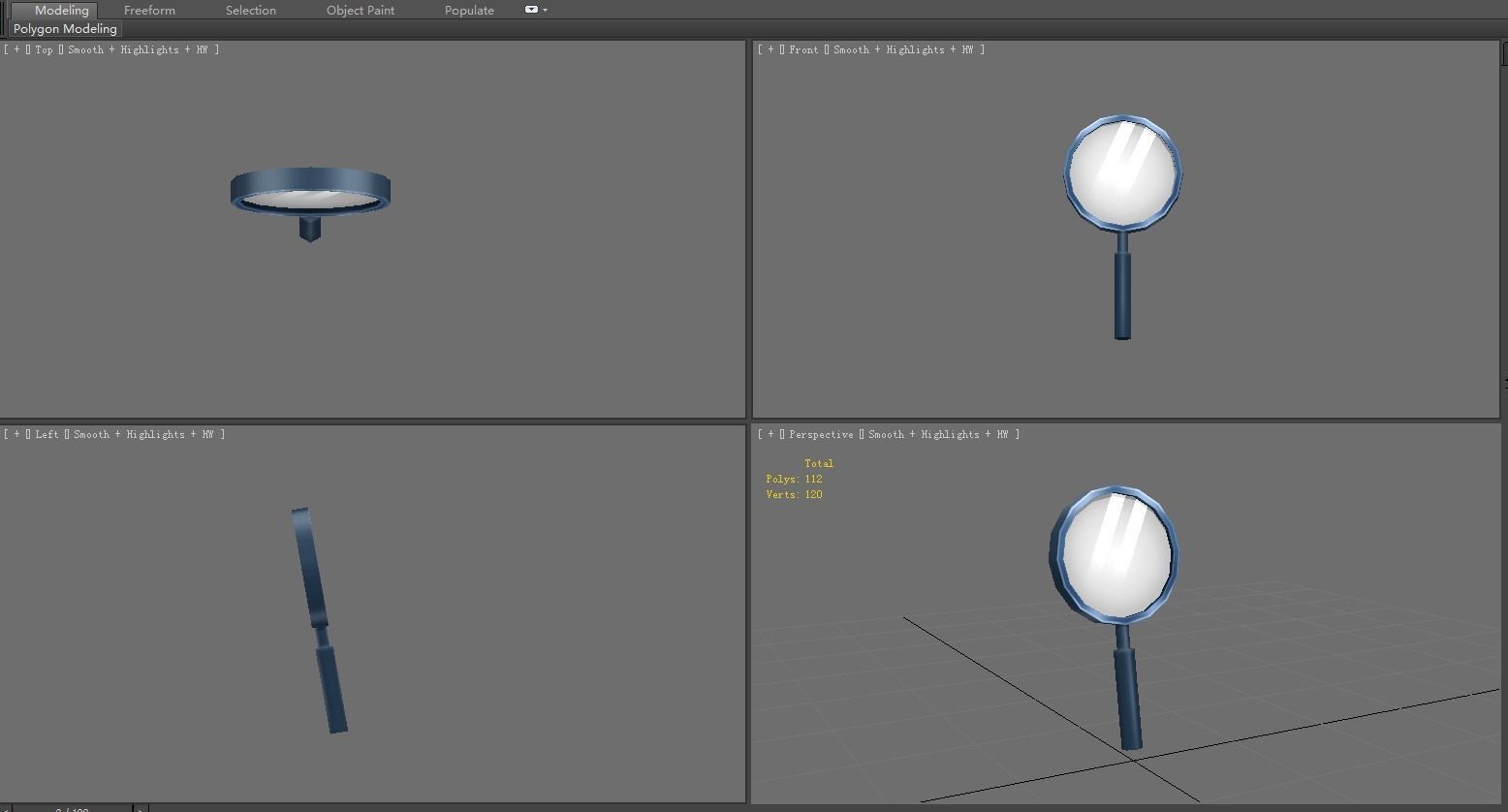 Cartoon magnifying glass Low-poly 3D model_3