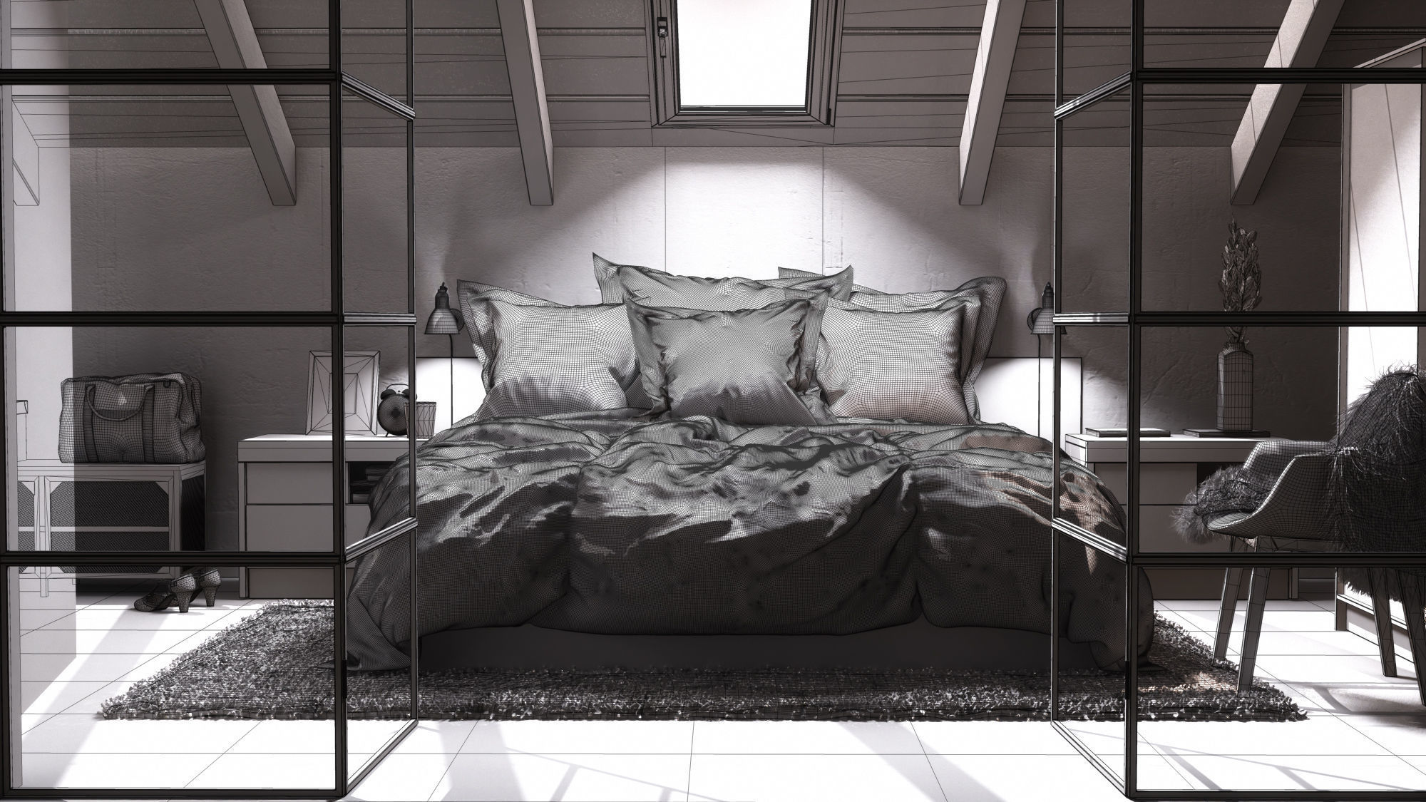 Industrial Bedroom OCTANE RENDER 3D model_3