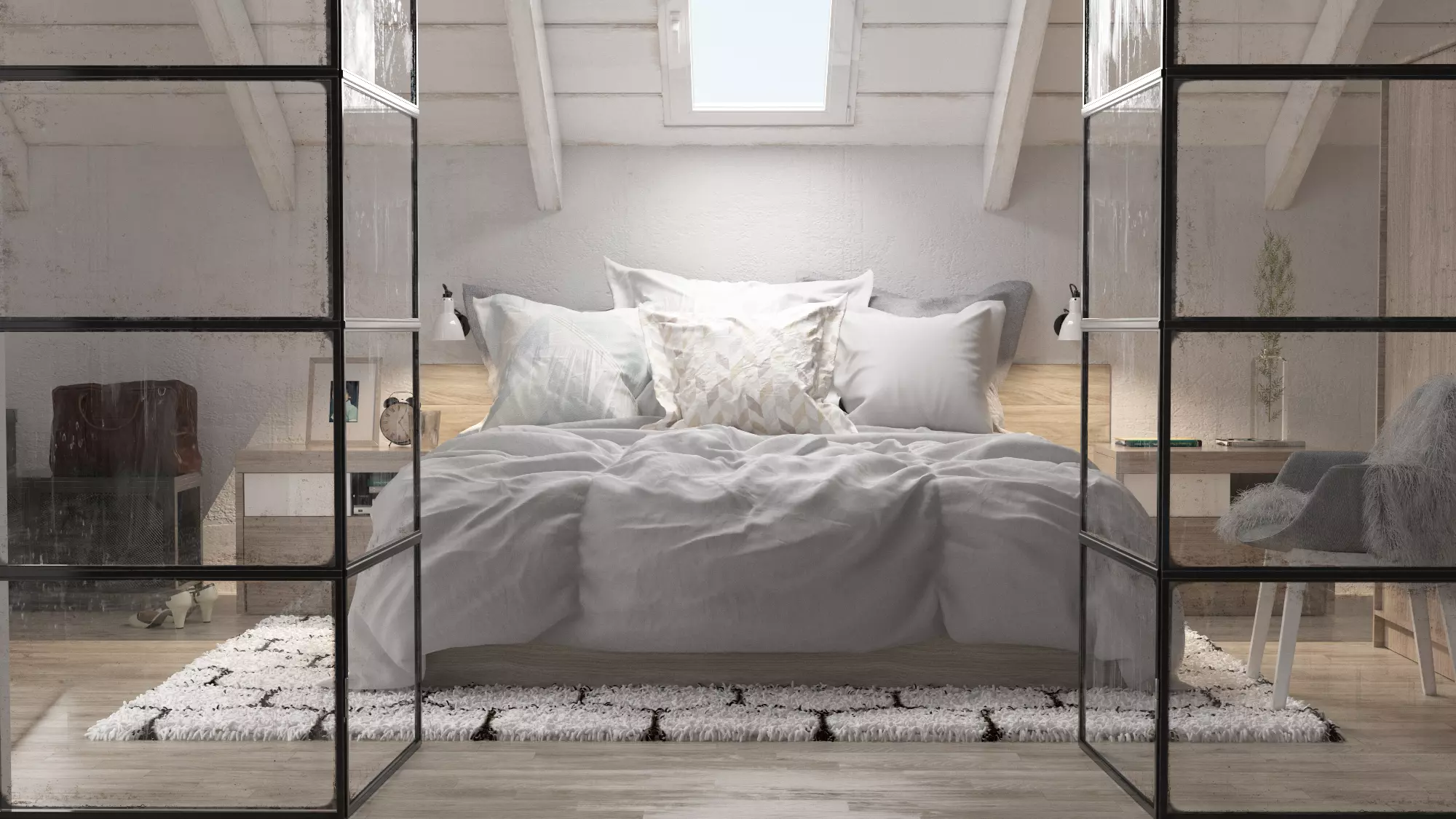 Industrial Bedroom OCTANE RENDER 3D model_0