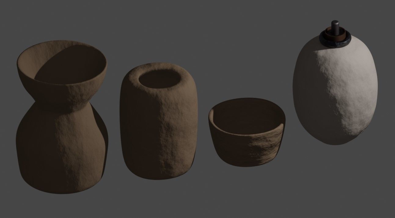 Set of Pots and a Baghdad battery 3D model_1