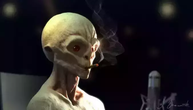 Grey Alien Bust 3D Model 3D model