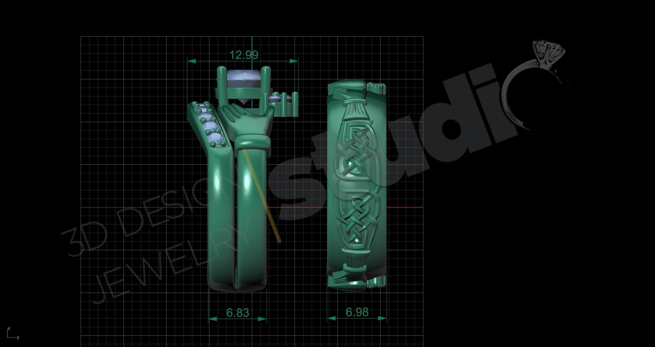 Celtic ring for women and men 3d design model 3D print model_5