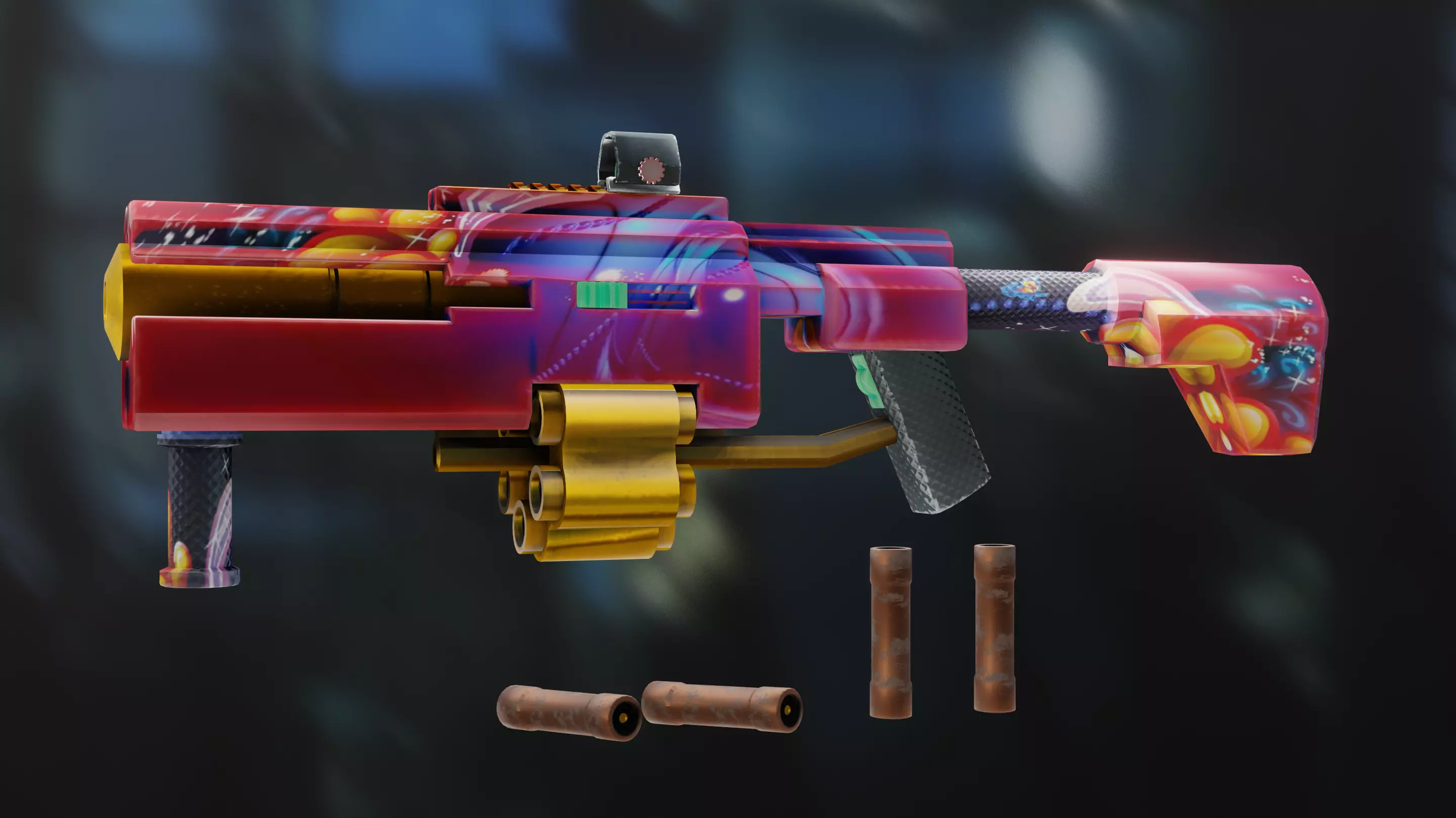 sci-fi gun low poly Free low-poly 3D model_0